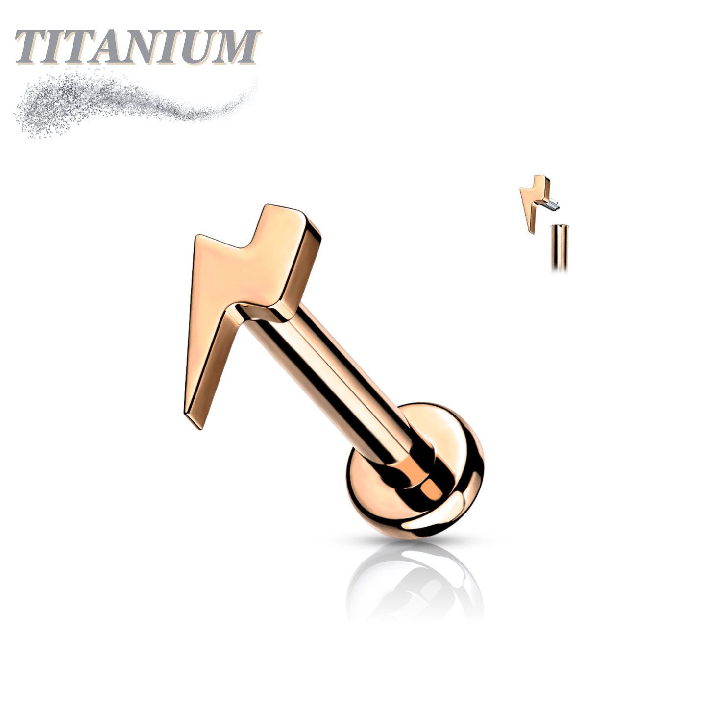 Titanium Internally Threaded Lightening Bolt Labret