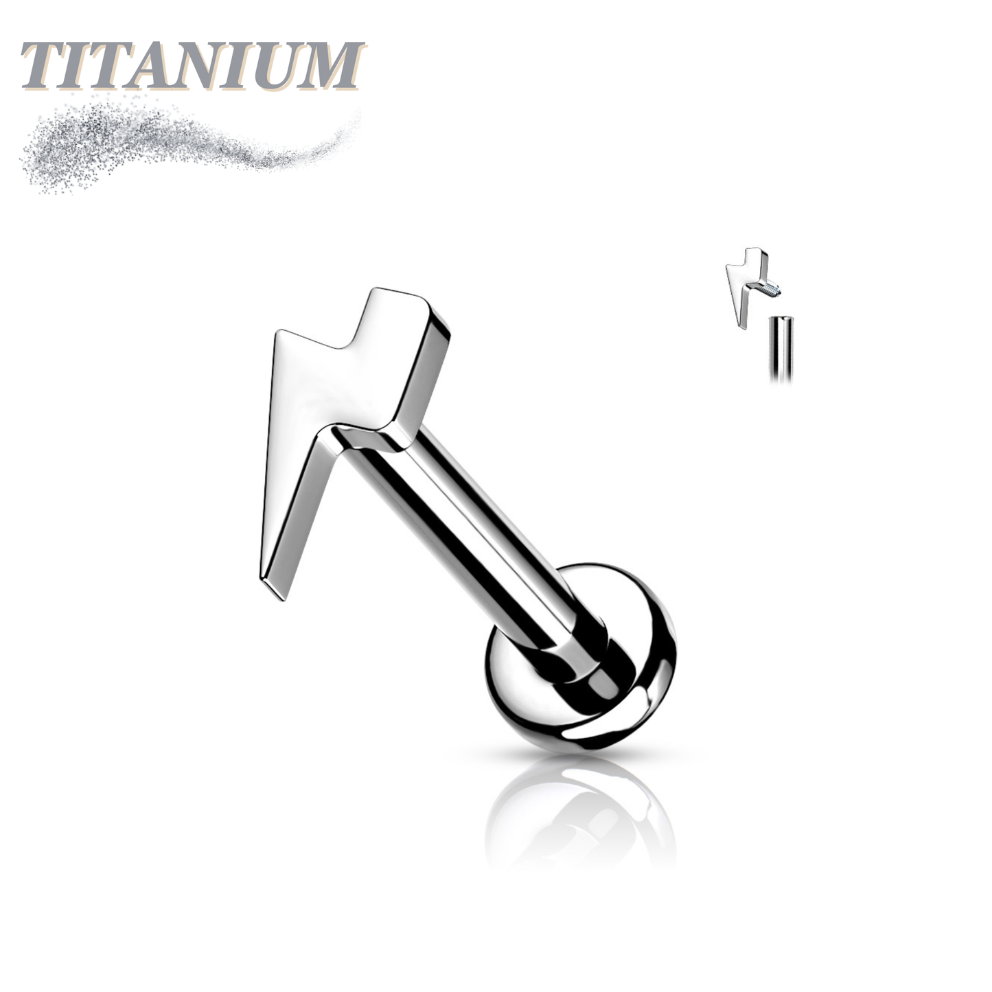 Titanium Internally Threaded Lightening Bolt Labret