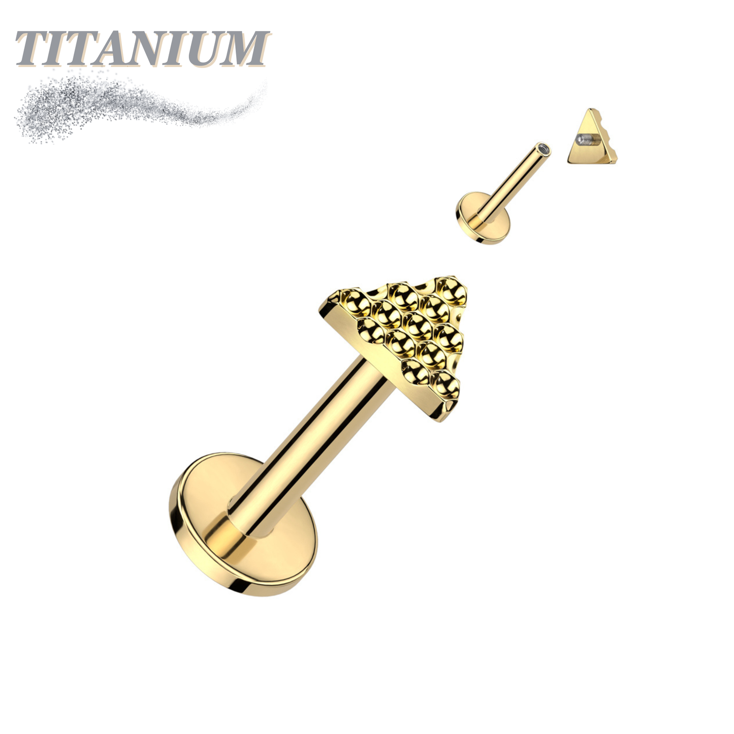 Titanium Internally Threaded Pinhole Pattern Triangle Labret