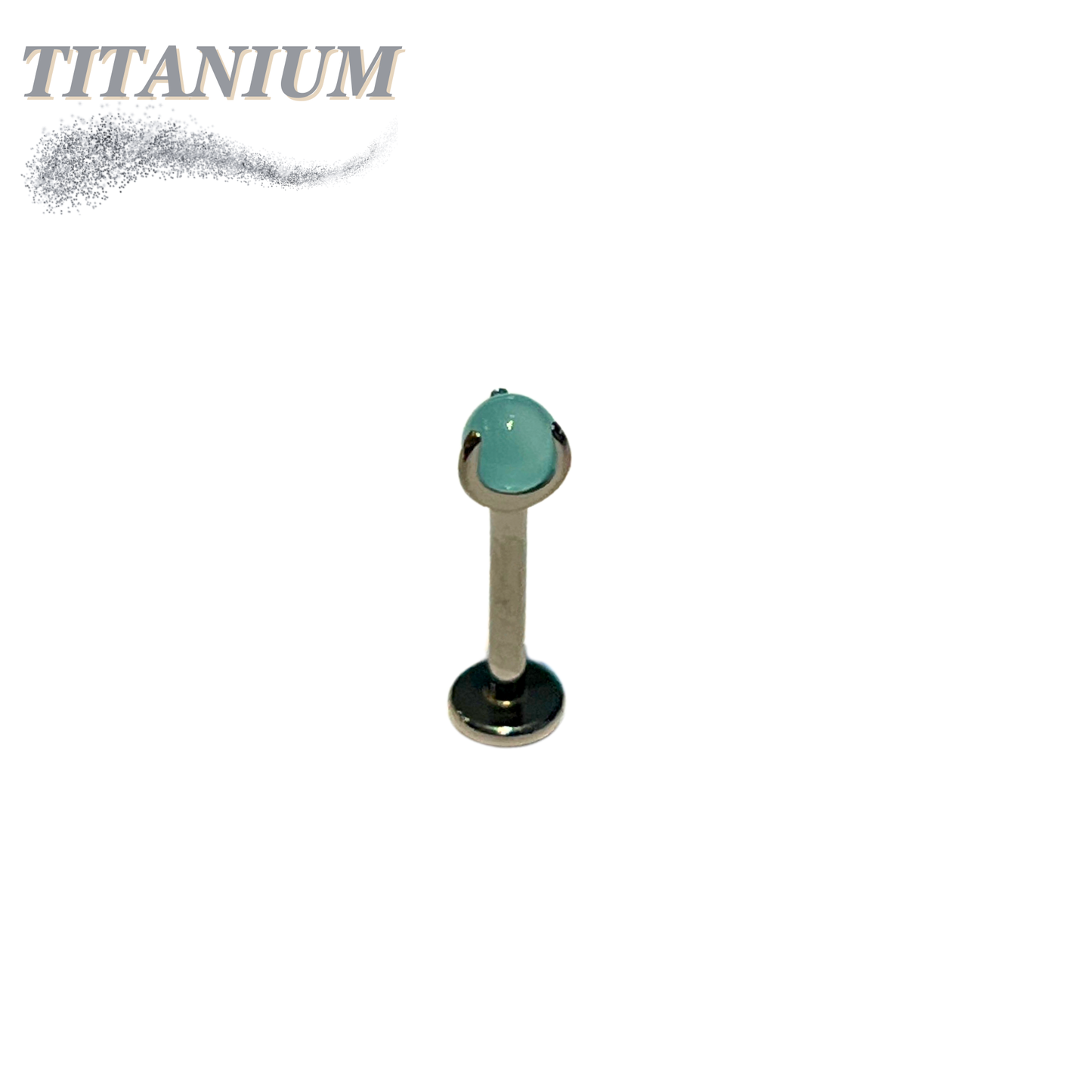 Titanium Internally Threaded Labret with Claw Set Natural Stone Ball Top