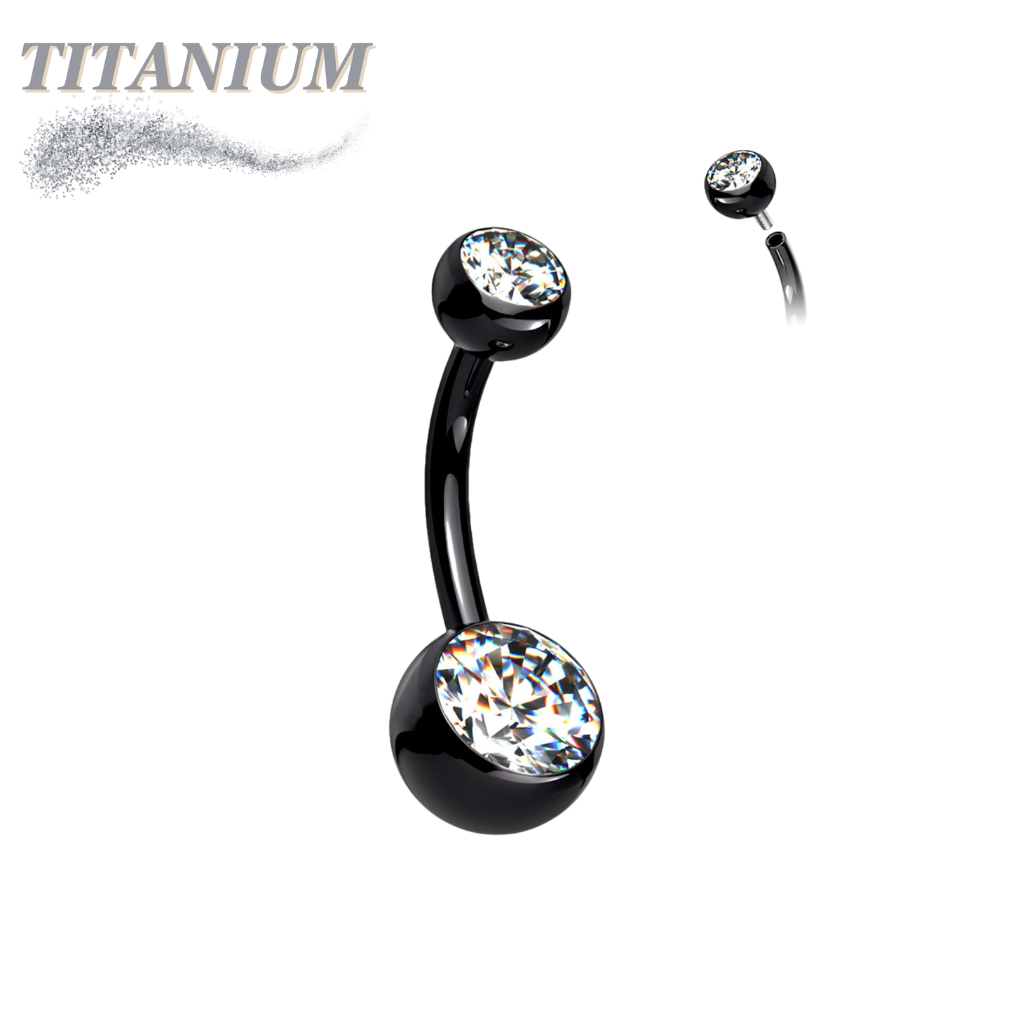 Titanium Double Jewel Internally Threaded Standard Belly Barbells