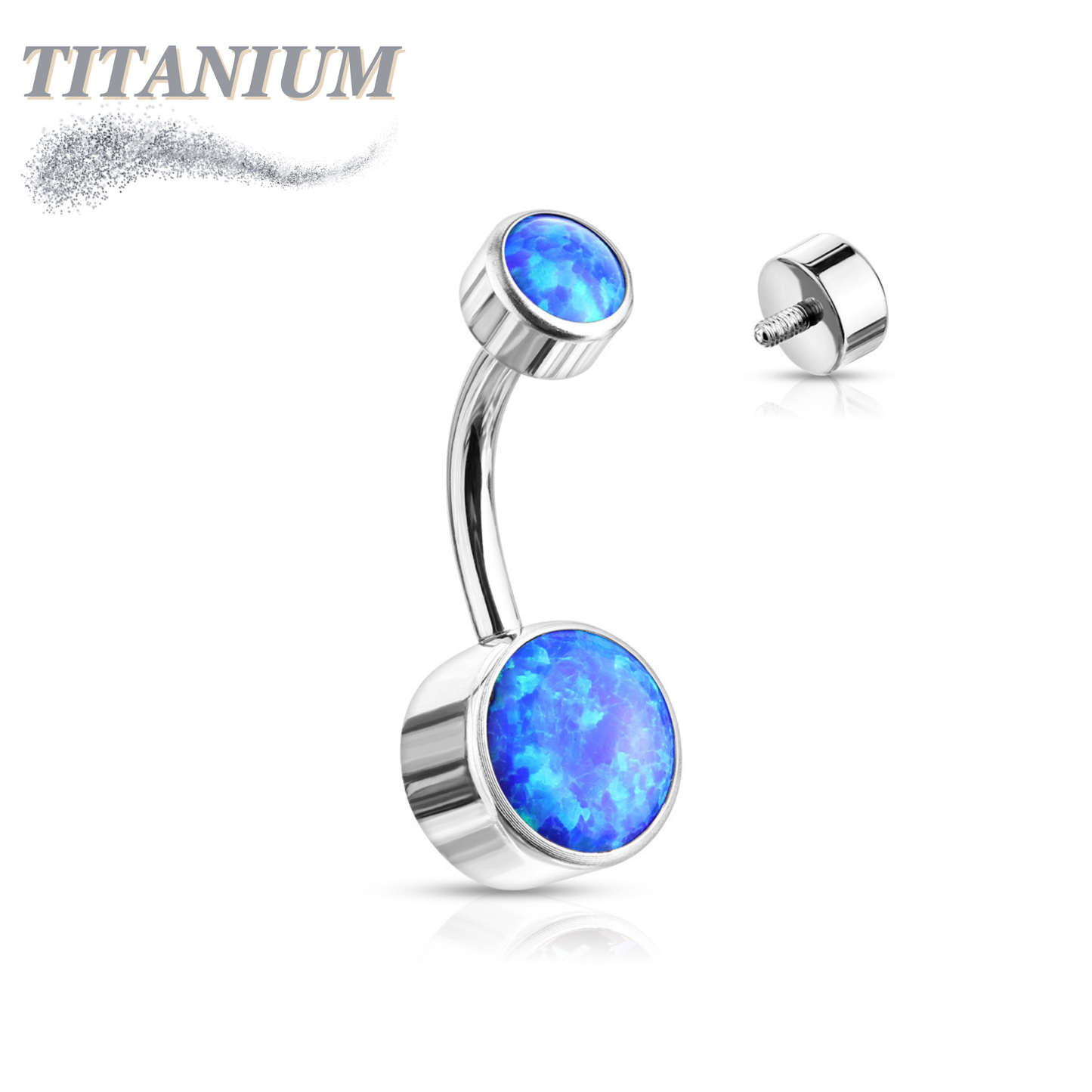 Titanium Premium Bezel Set Opal Belly Bananas Internally Threaded