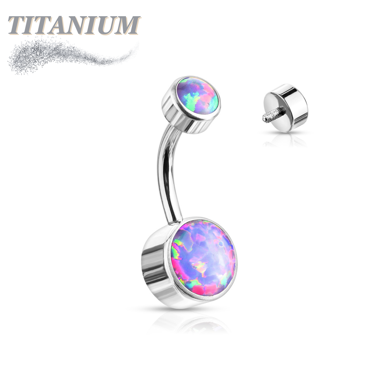 Titanium Premium Bezel Set Opal Belly Bananas Internally Threaded