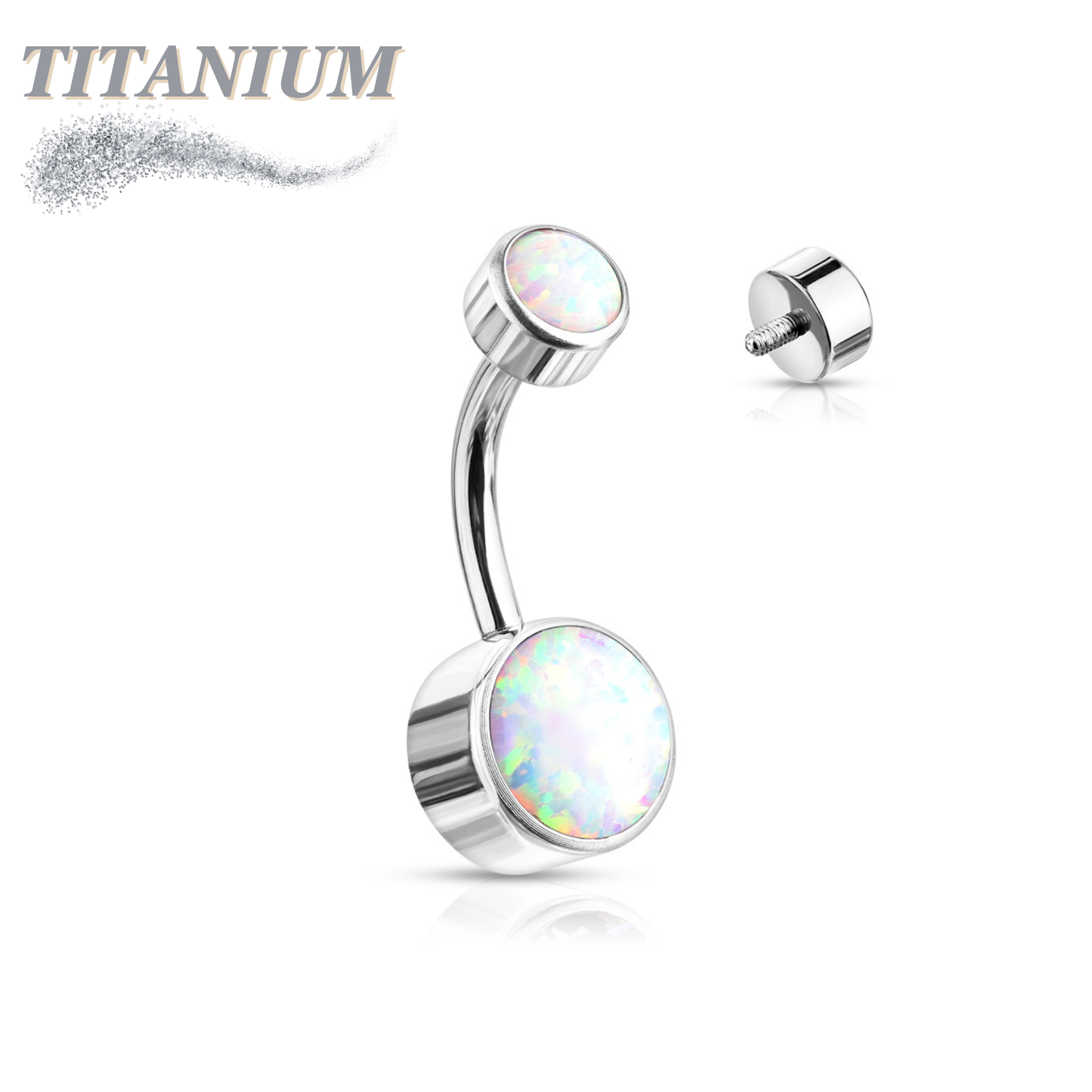 Titanium Premium Bezel Set Opal Belly Bananas Internally Threaded
