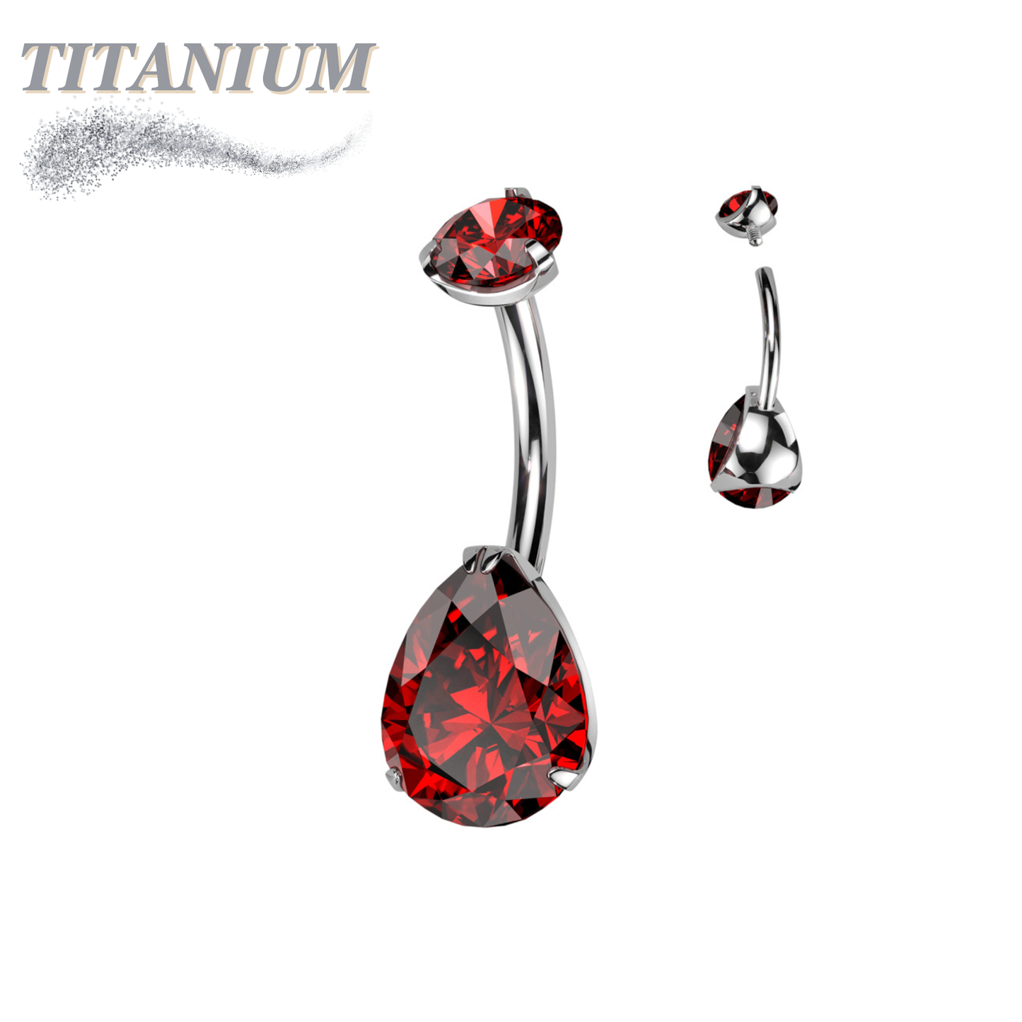Titanium Internally Threaded Belly Banana Teardrop/Pear Prong Drop Gem