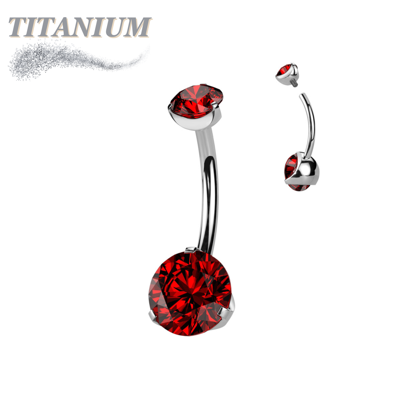 Titanium Prong Clasped Round CZ Belly Bananas Internally Threaded