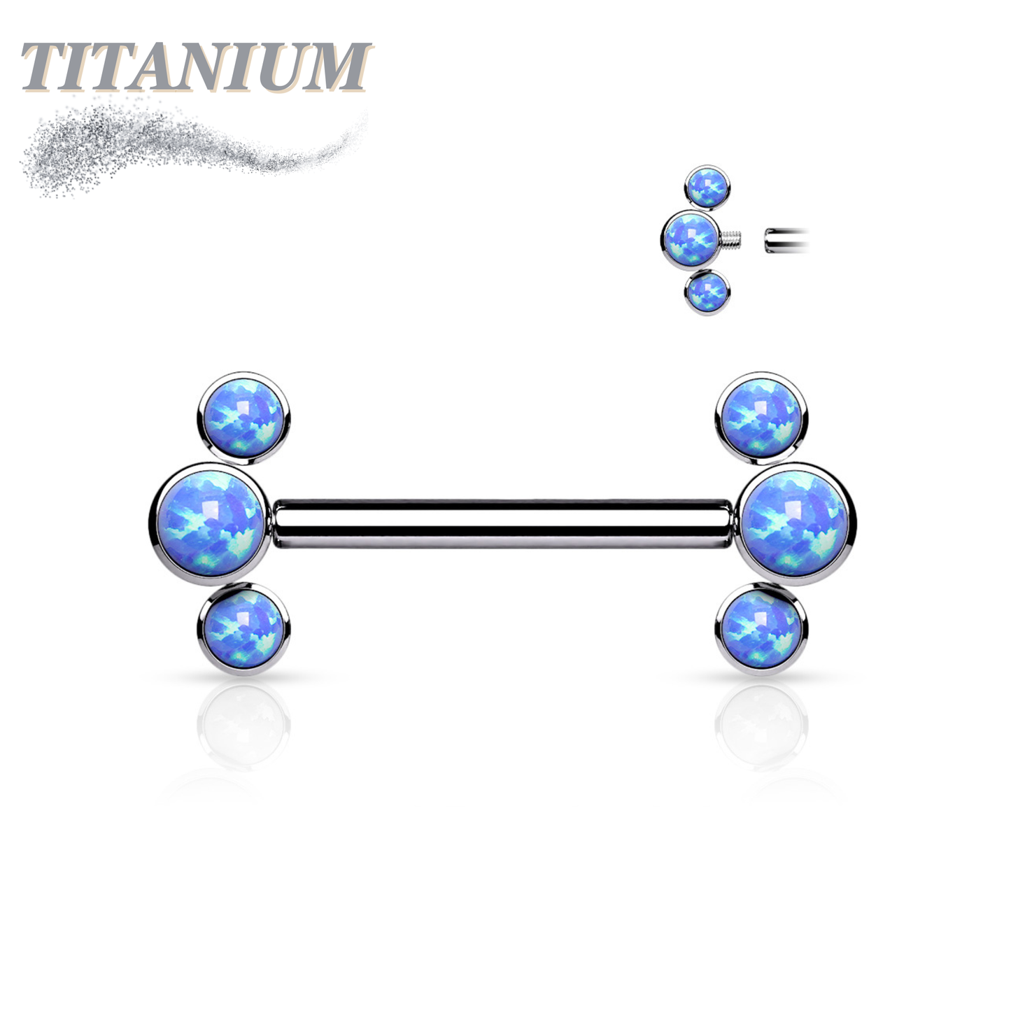 Titanium Opal 3 Curve Ends Forward Face Internal Thread Nipple Bars