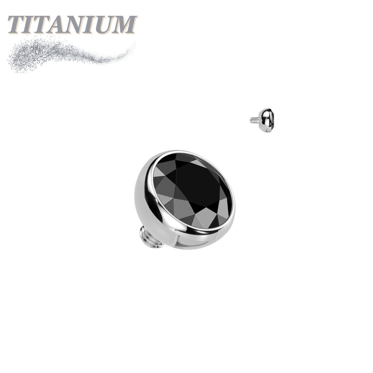 Internally Threaded Titanium CZ Bezel Set Tops