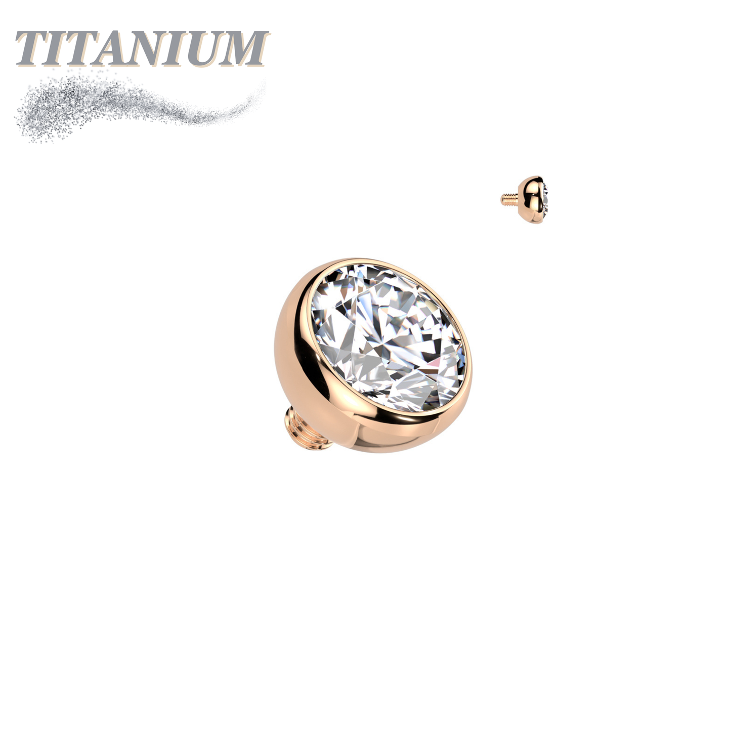 Internally Threaded Titanium CZ Bezel Set Tops