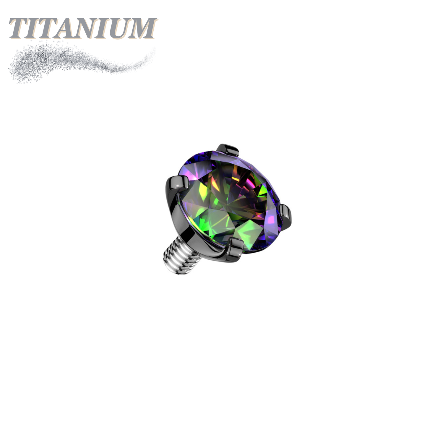 Internally Threaded Titanium Prong Gem Tops