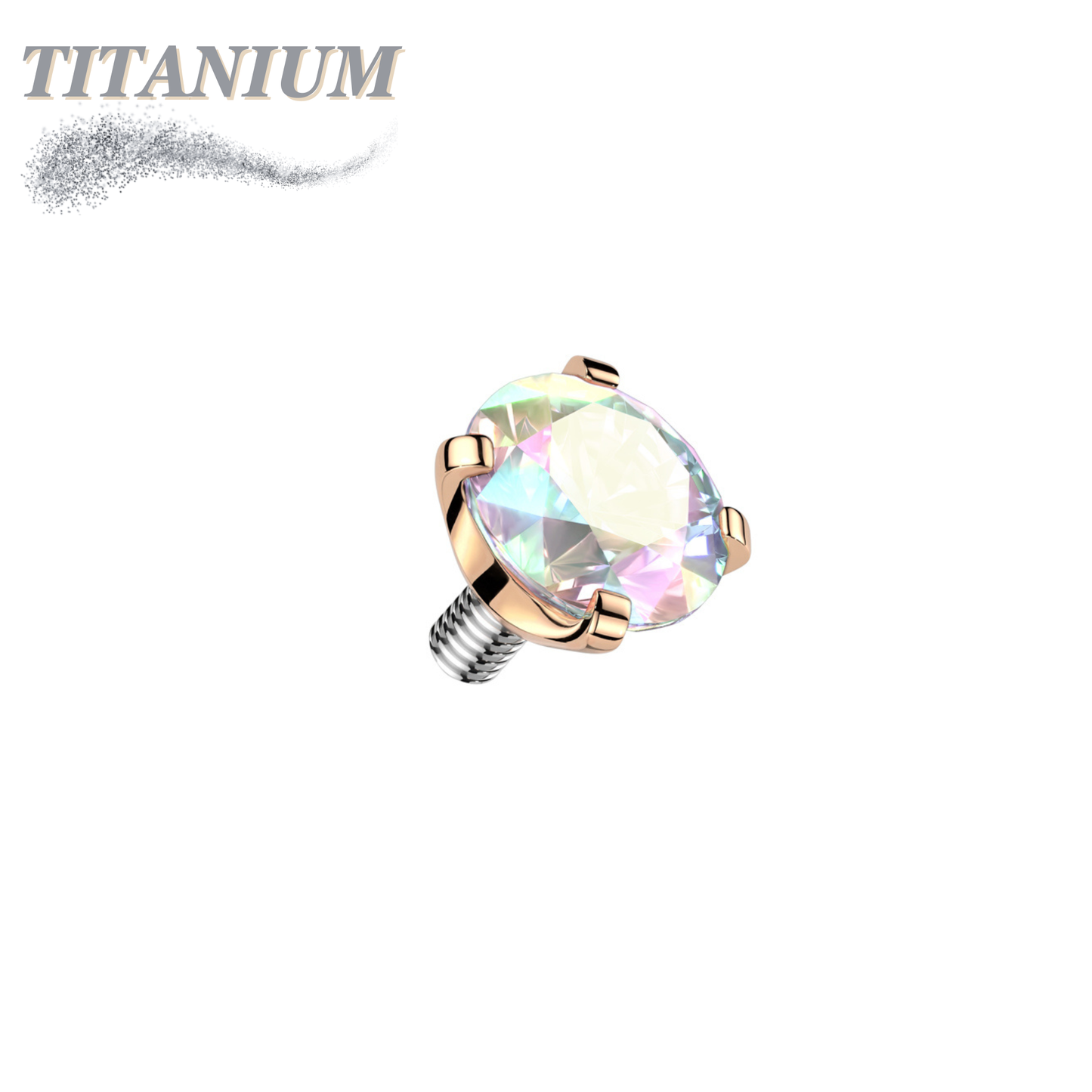 Internally Threaded Titanium Prong Gem Tops