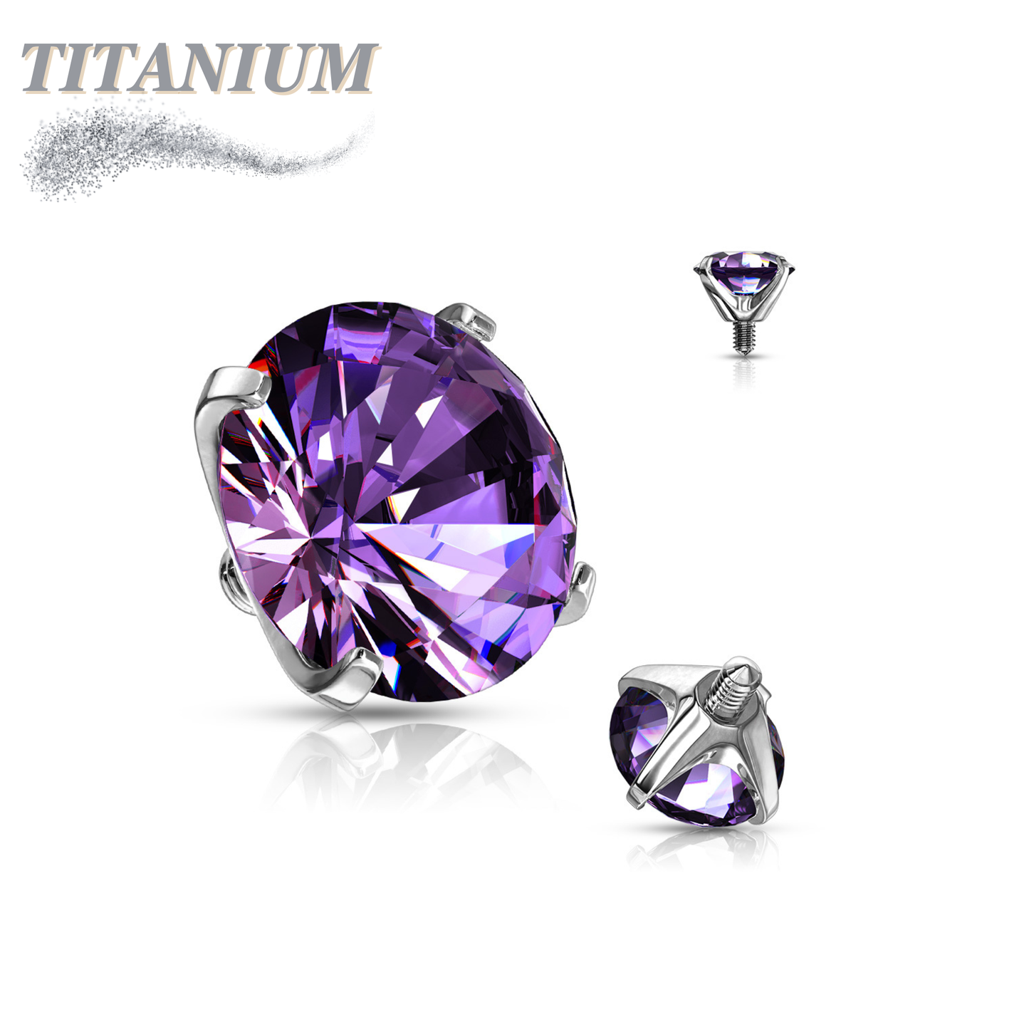 Internally Threaded Titanium Prong Gem Tops