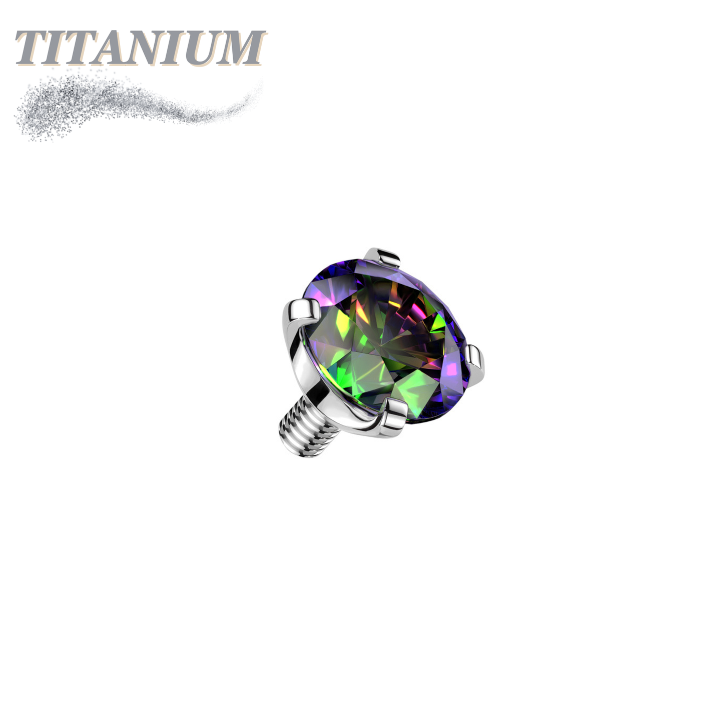 Internally Threaded Titanium Prong Gem Tops