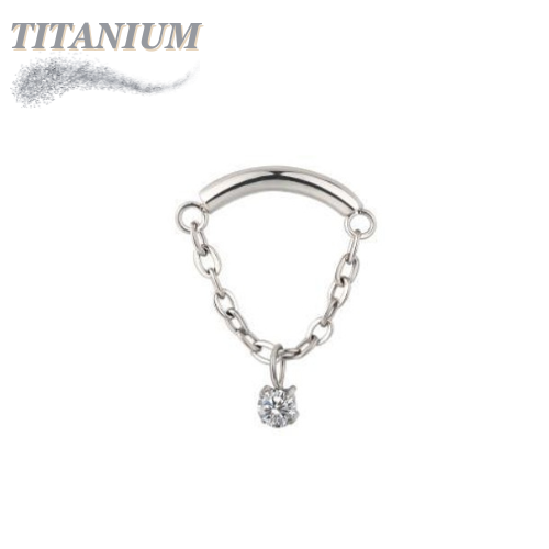Titanium Hidden Helix Internal Thread CZ Single Chain Drape Top Only