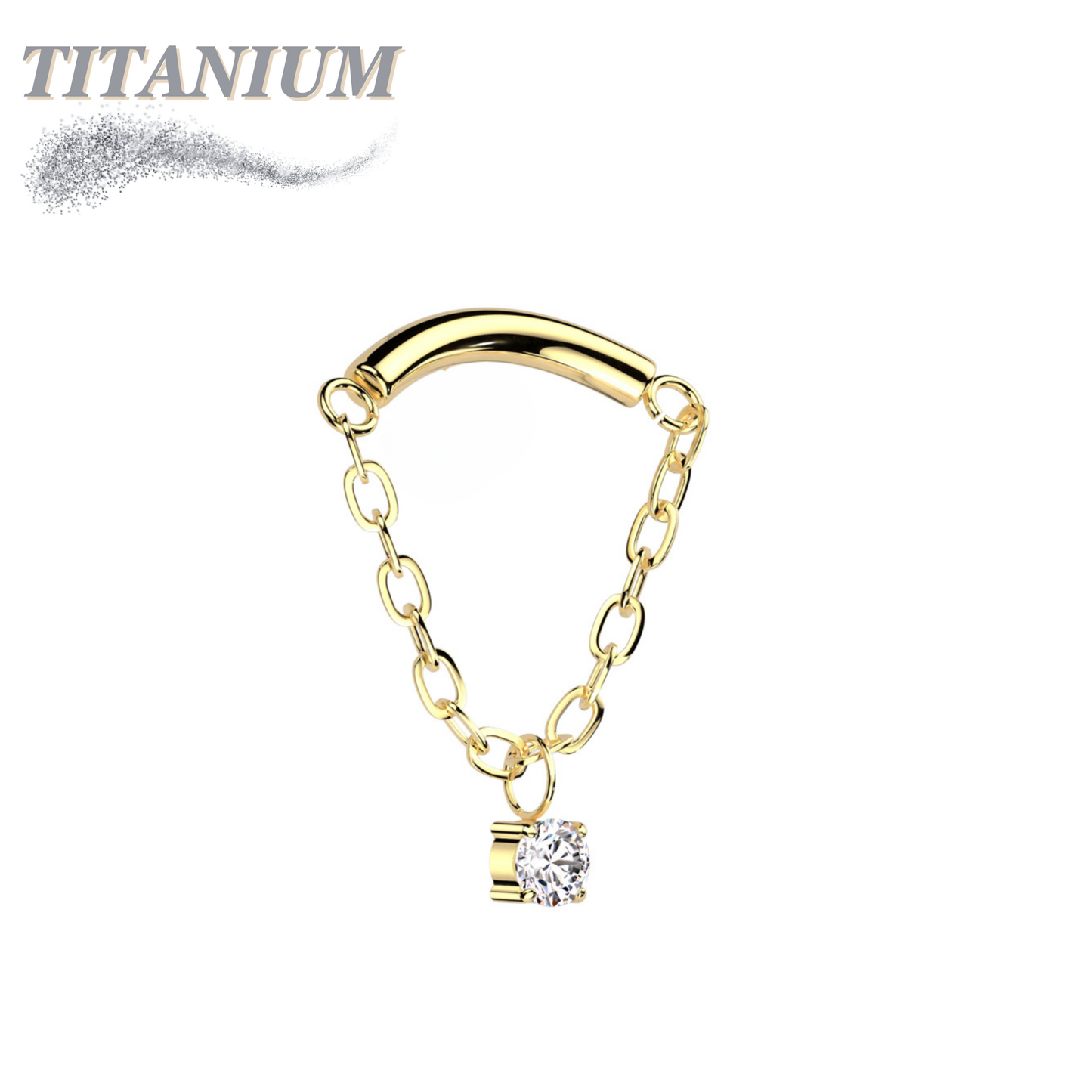 Titanium Hidden Helix Internal Thread CZ Single Chain Drape Top Only