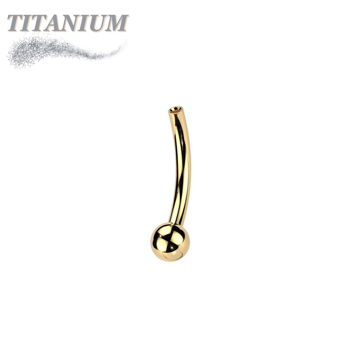 Titanium Threadless Curved Barbell with One Fixed Ball