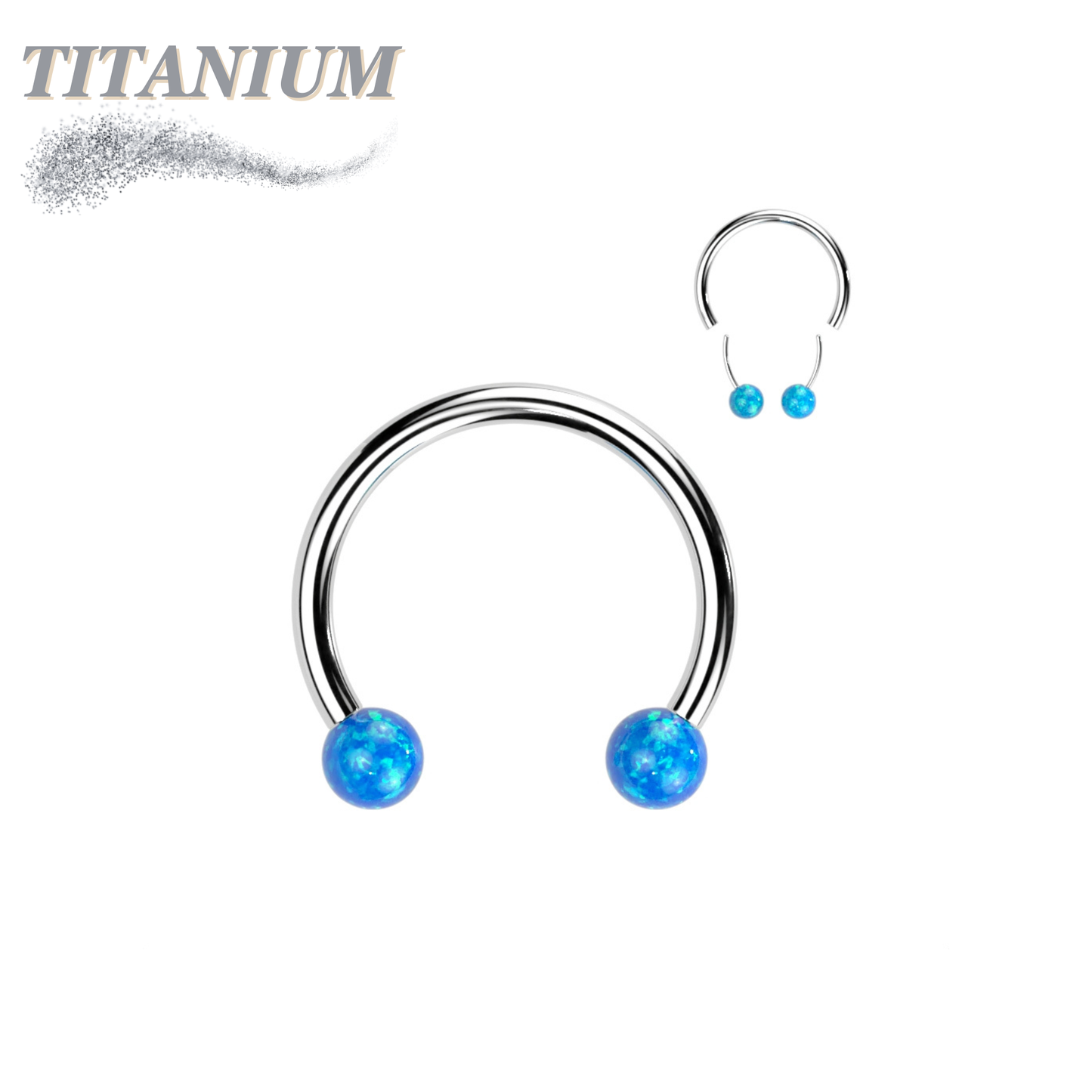 Threadless Titanium Horseshoe with Opal Ball Ends