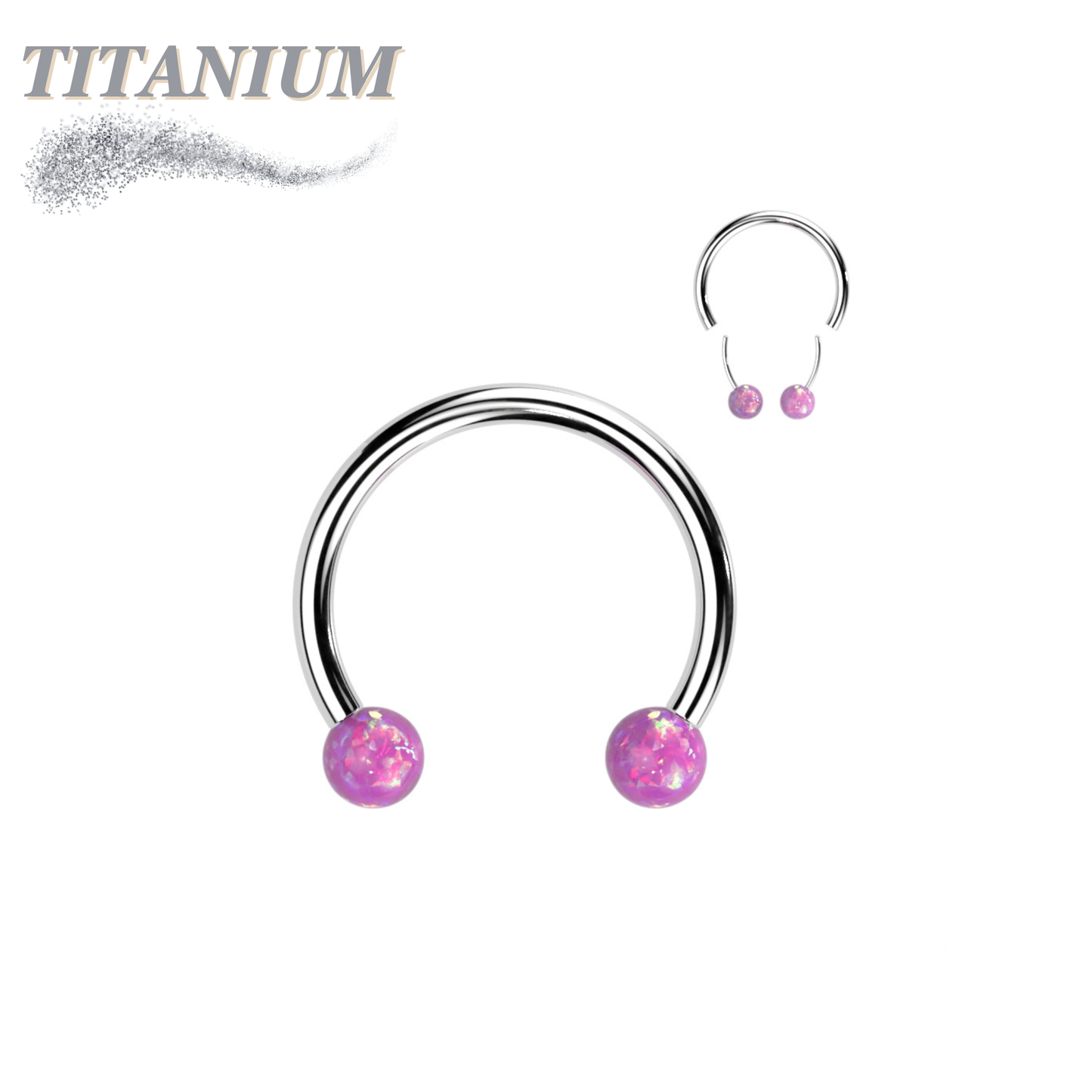 Threadless Titanium Horseshoe with Opal Ball Ends