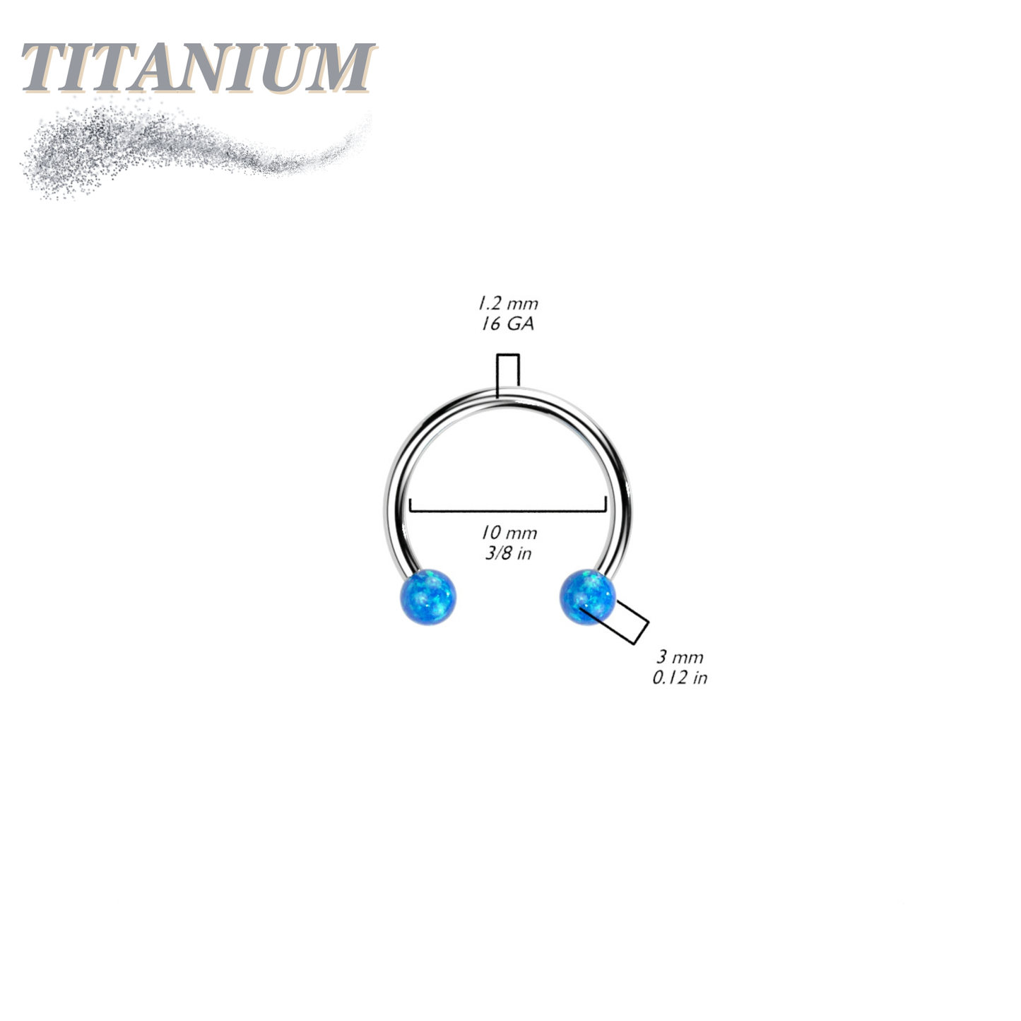 Threadless Titanium Horseshoe with Opal Ball Ends