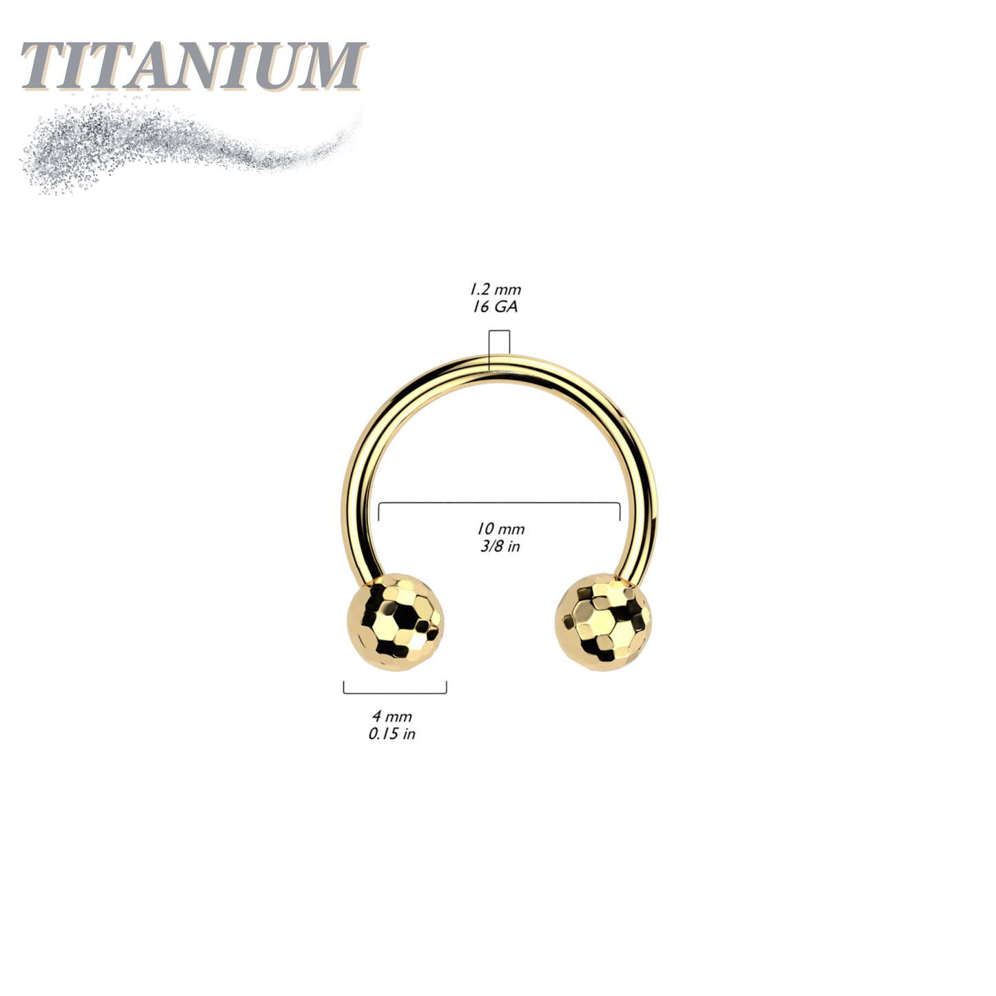 Threadless Titanium Horseshoe with Disco Balls