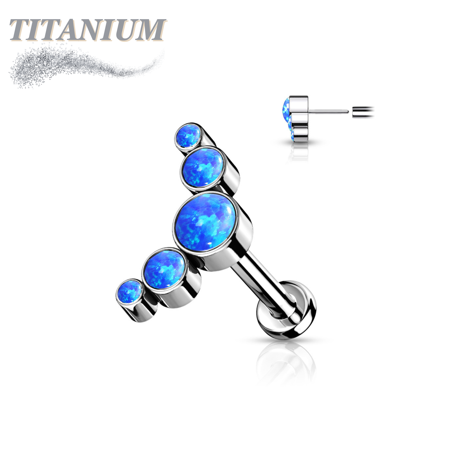 Threadless Pushpin Titanium 5 Opal Curve Labret Combo