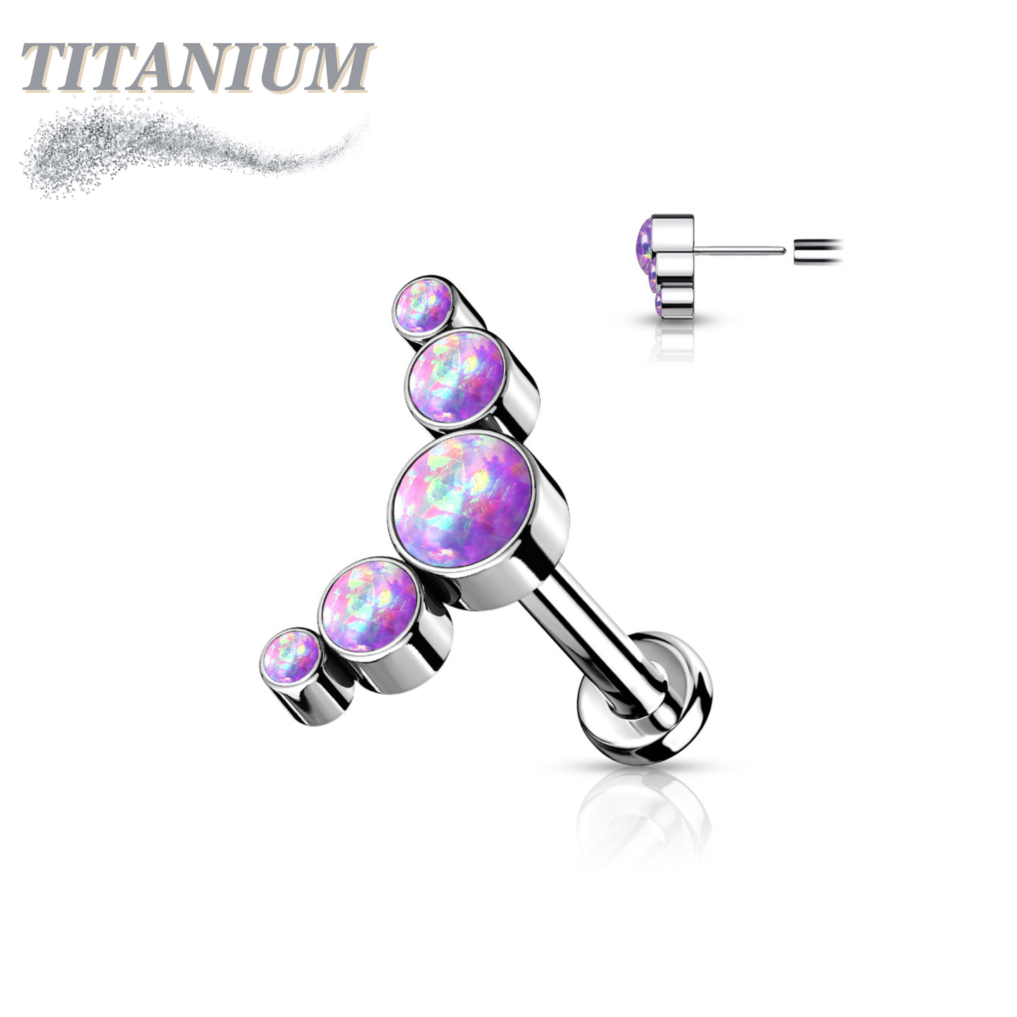 Threadless Pushpin Titanium 5 Opal Curve Labret Combo