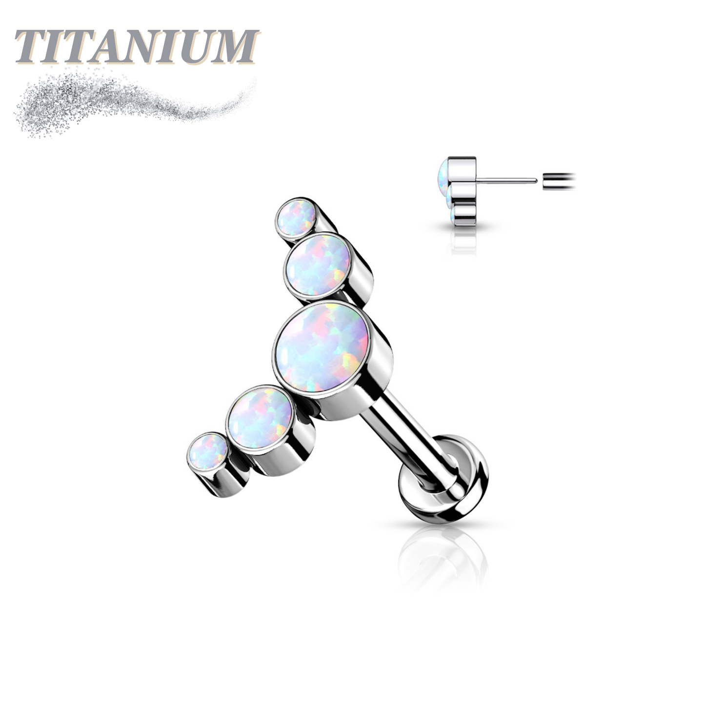 Threadless Pushpin Titanium 5 Opal Curve Labret Combo