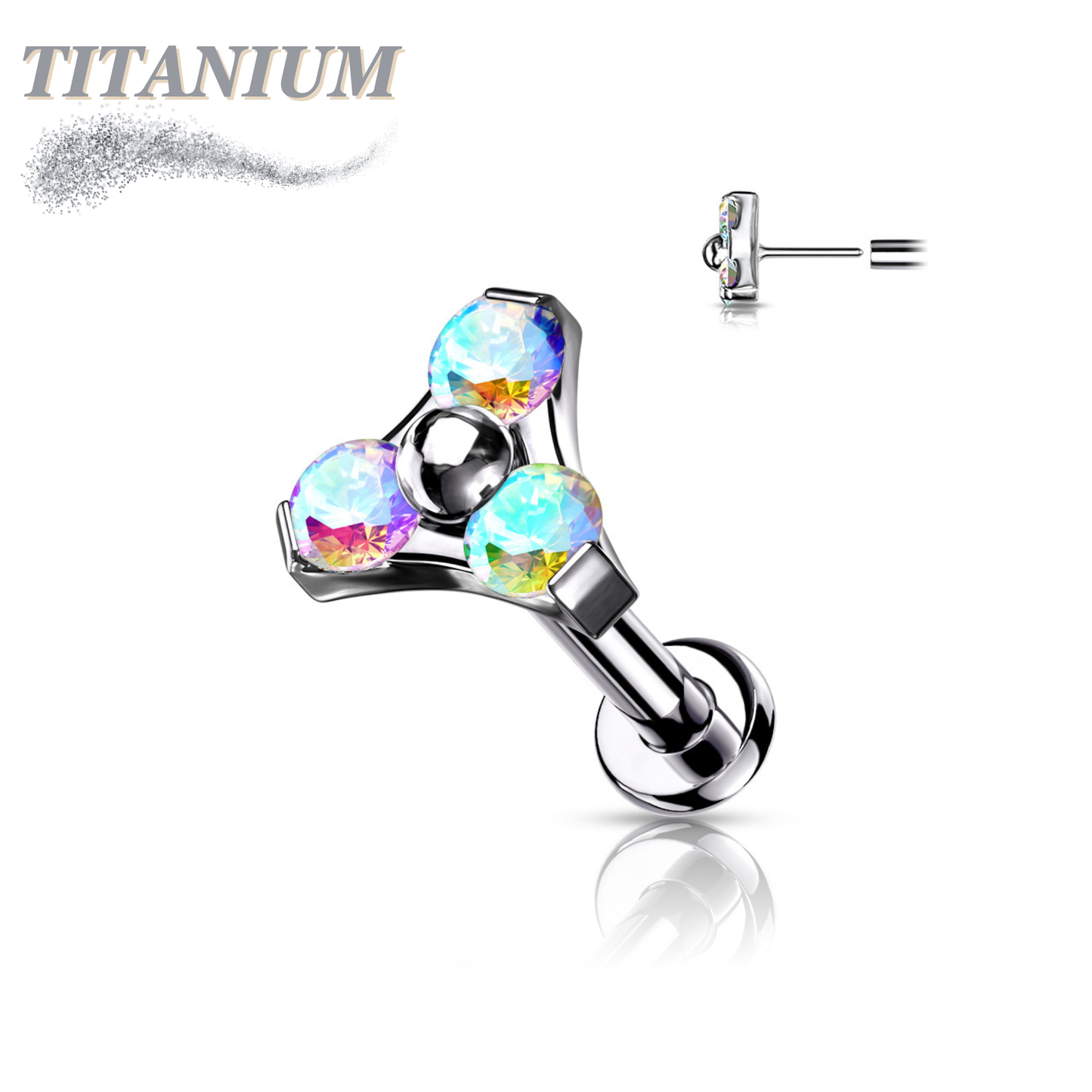 Titanium Threadless Trinity Triangle Labret Combo