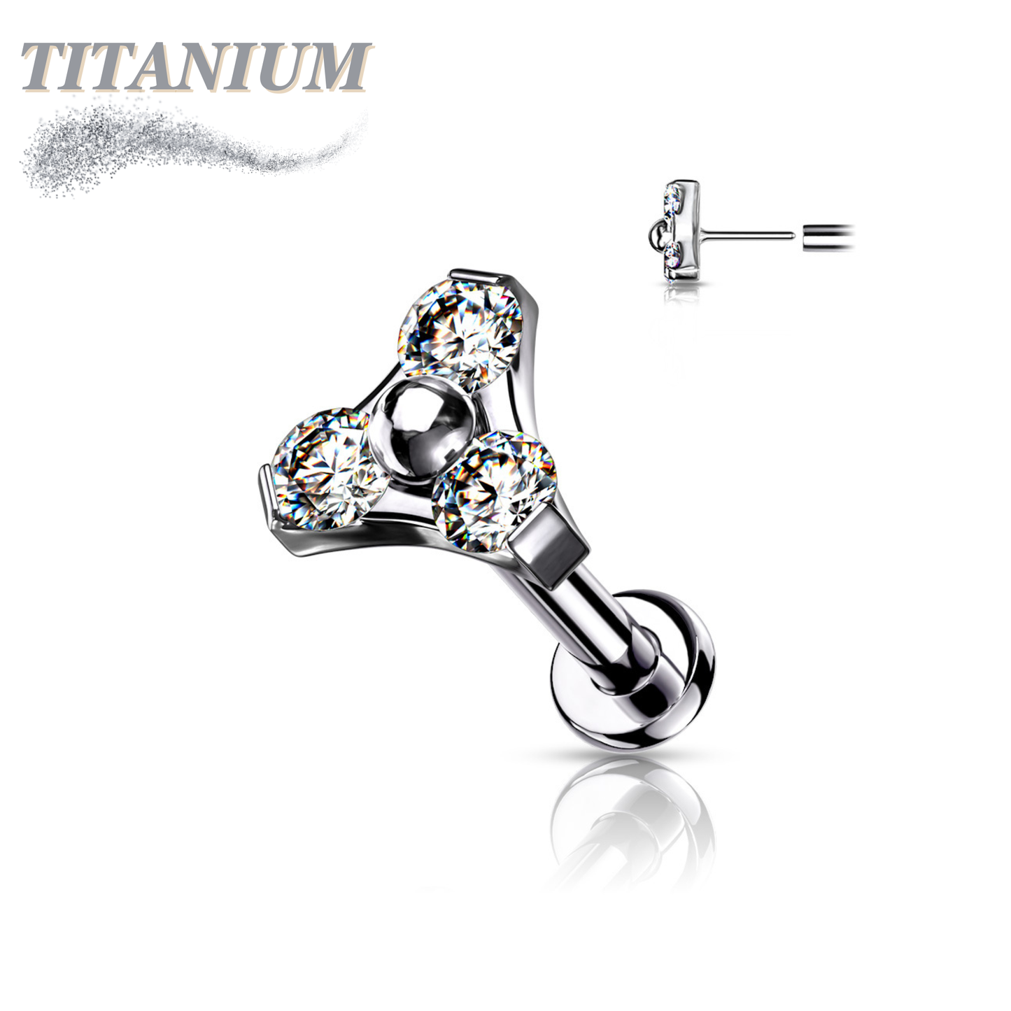 Titanium Threadless Trinity Triangle Labret Combo