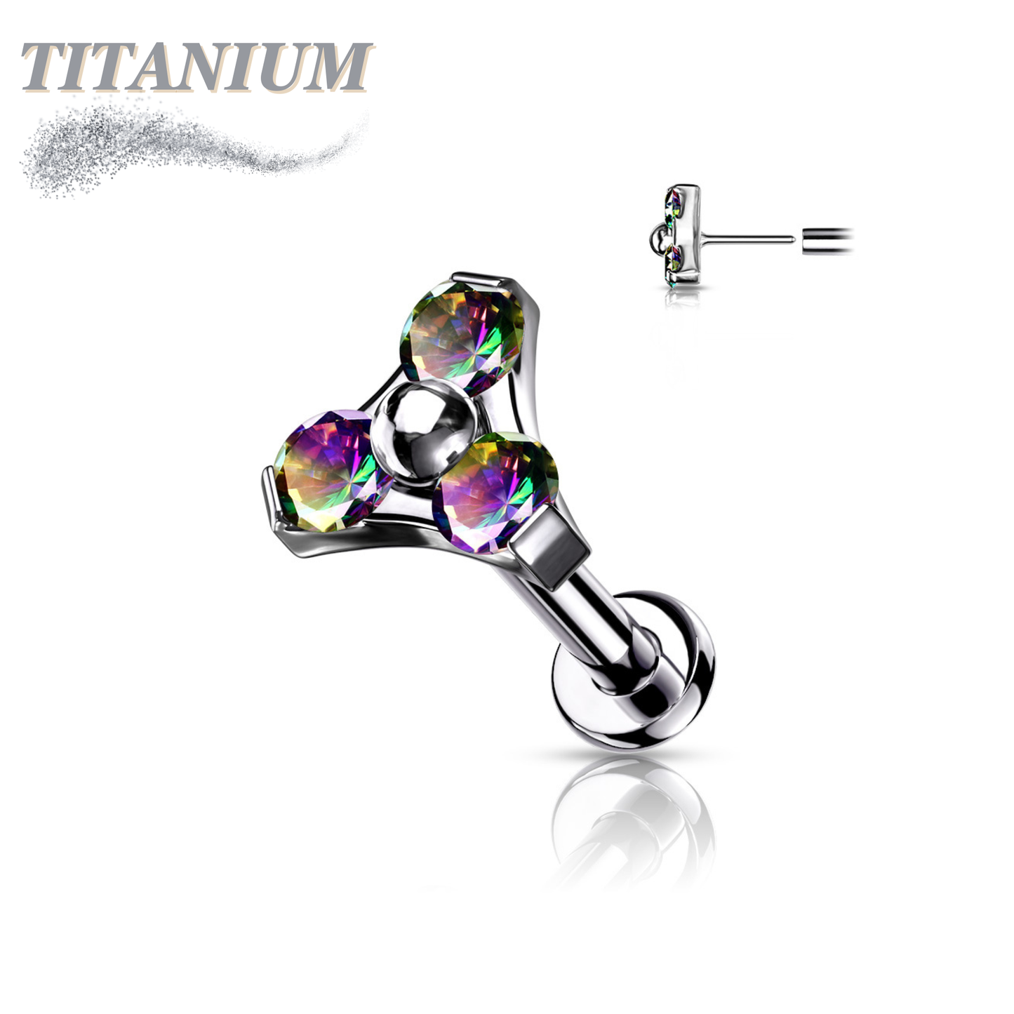 Titanium Threadless Trinity Triangle Labret Combo