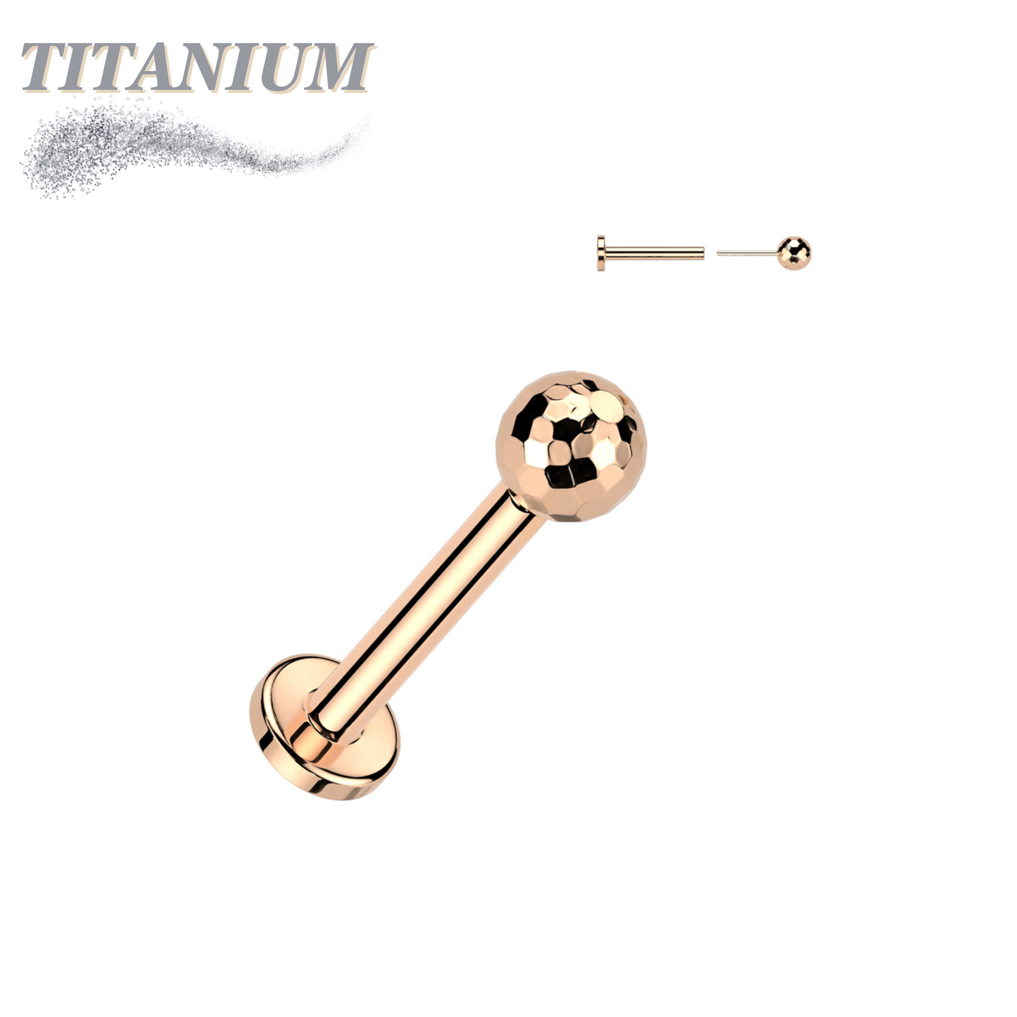 Threadless Titanium Labret Combo with Disco Ball Tops