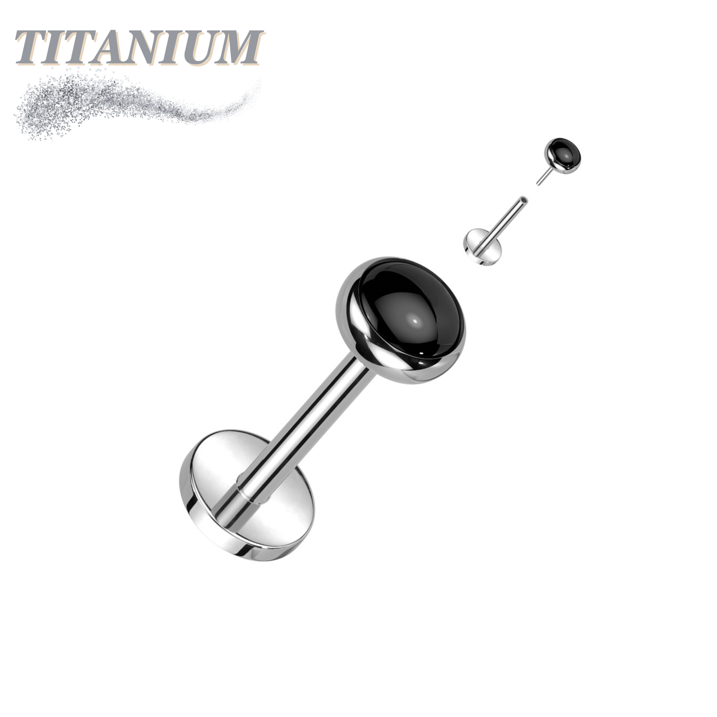 Titanium Threadless Bezel Natural Stone Top Labret Combo