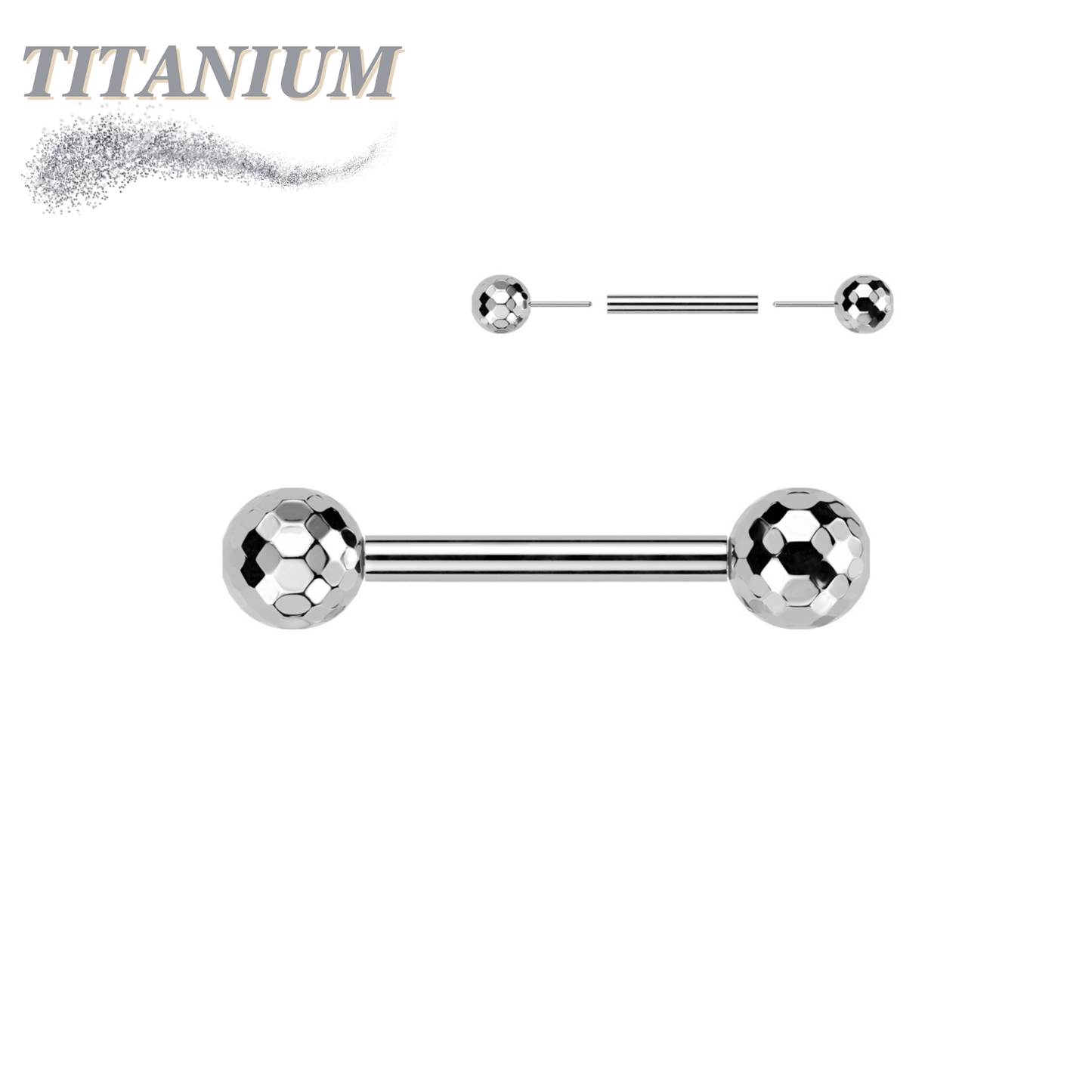 Threadless Titanium Barbell with Disco Balls