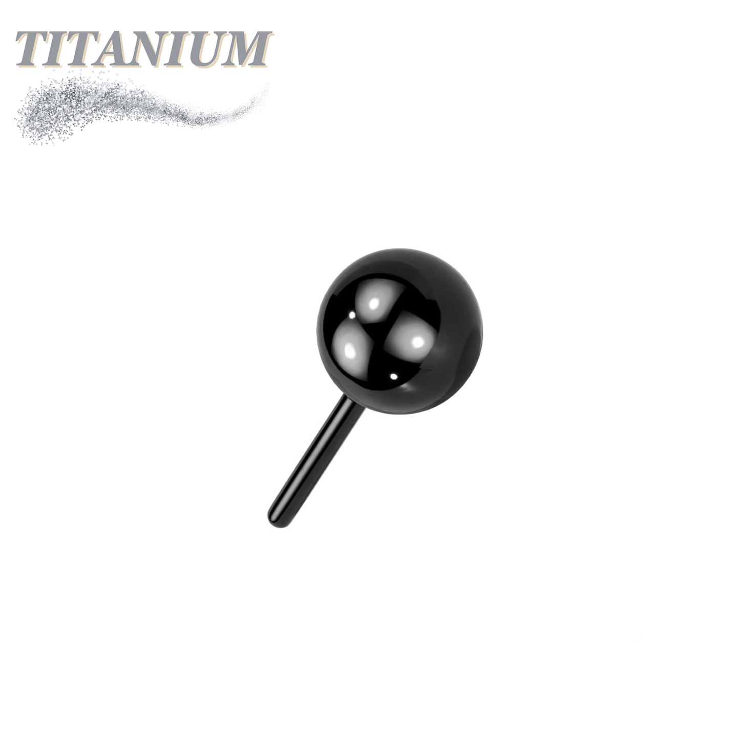 Threadless Solid Titanium Ball Top Only Plain or Colored