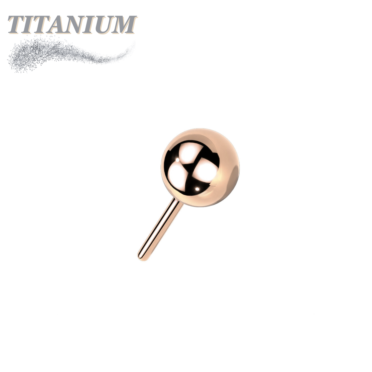 Threadless Solid Titanium Ball Top Only Plain or Colored