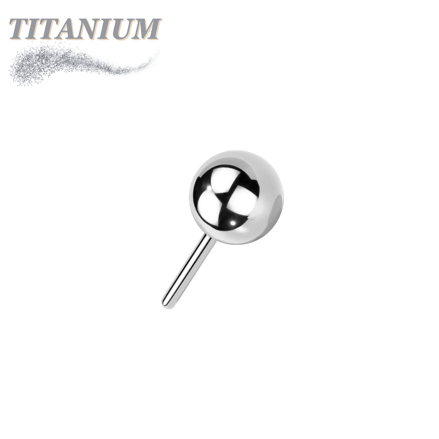 Threadless Solid Titanium Ball Top Only Plain or Colored