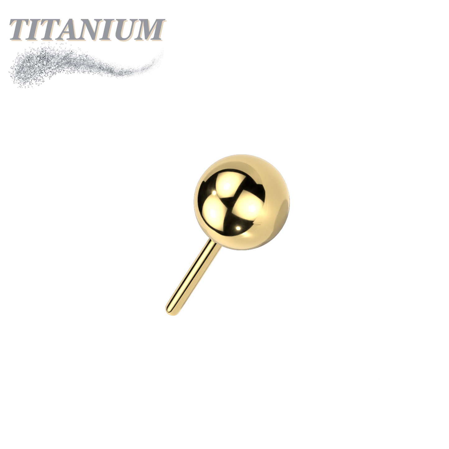 Threadless Solid Titanium Ball Top Only Plain or Colored