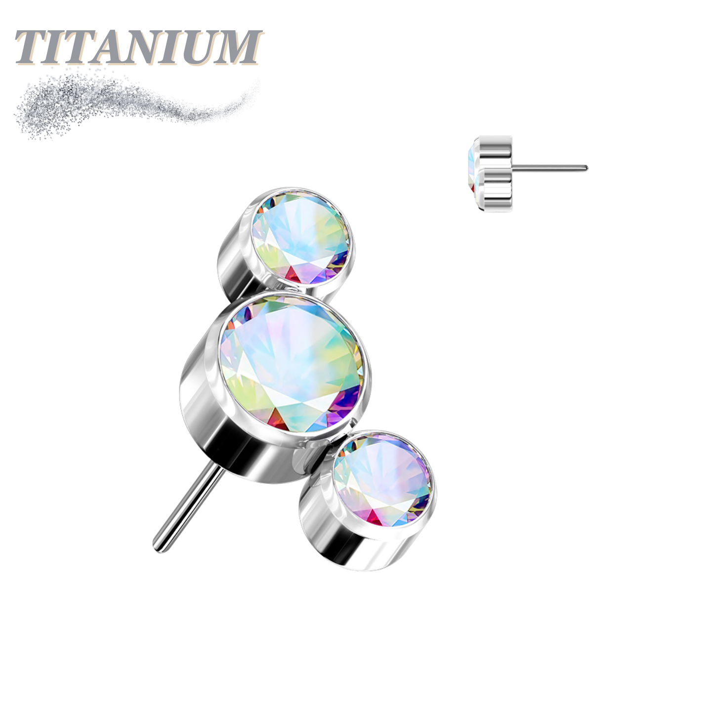 Titanium Threadless 3 Curve Bezel Set Top Only