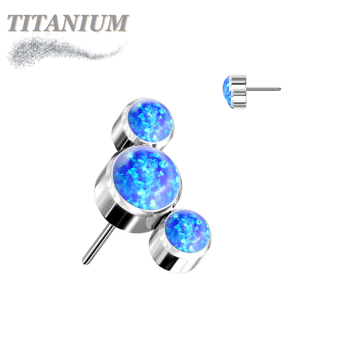 Titanium Threadless Triple Curve 3 Round Opal Top Only