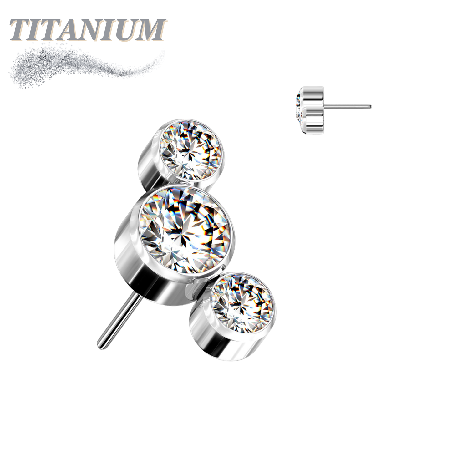 Titanium Threadless 3 Curve Bezel Set Top Only