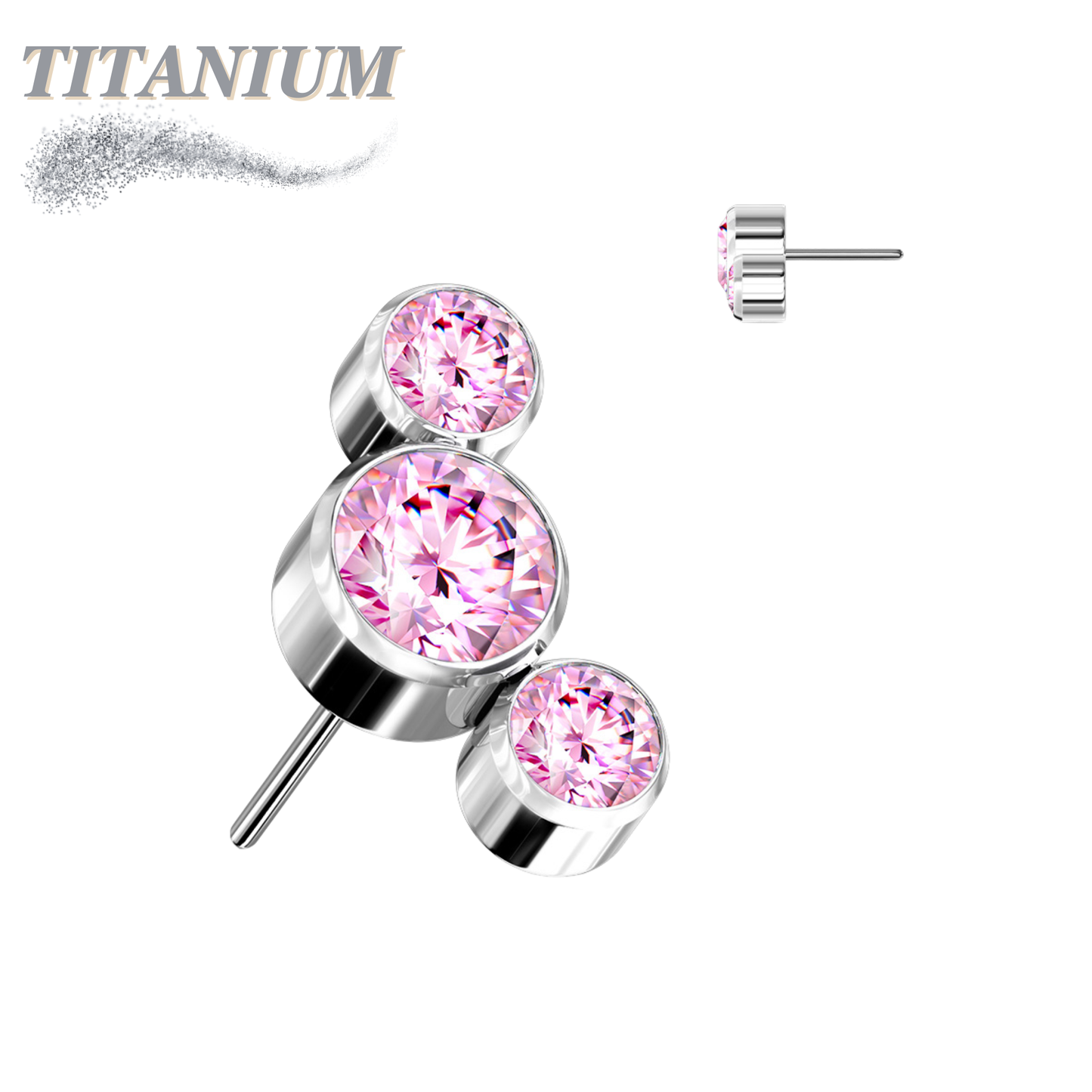 Titanium Threadless 3 Curve Bezel Set Top Only