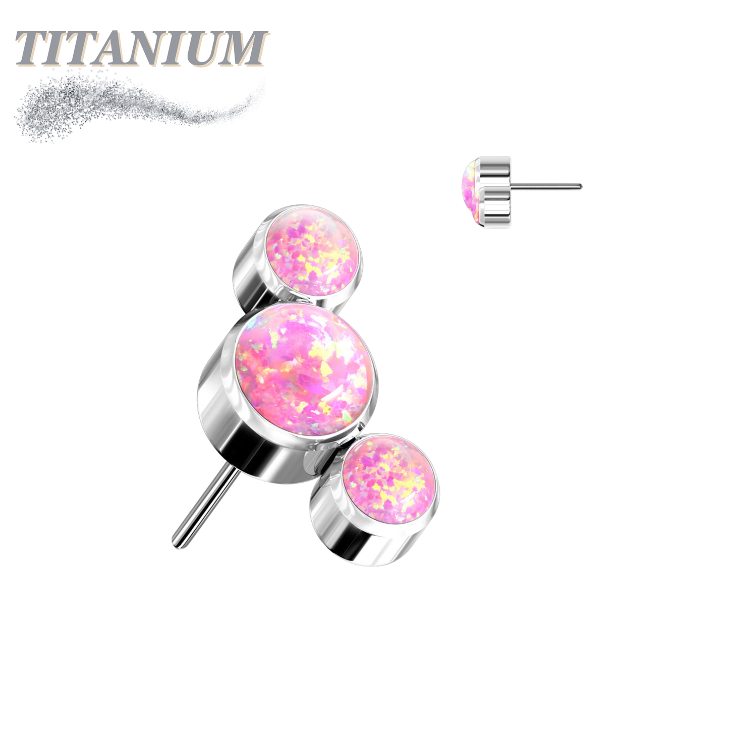 Titanium Threadless Triple Curve 3 Round Opal Top Only