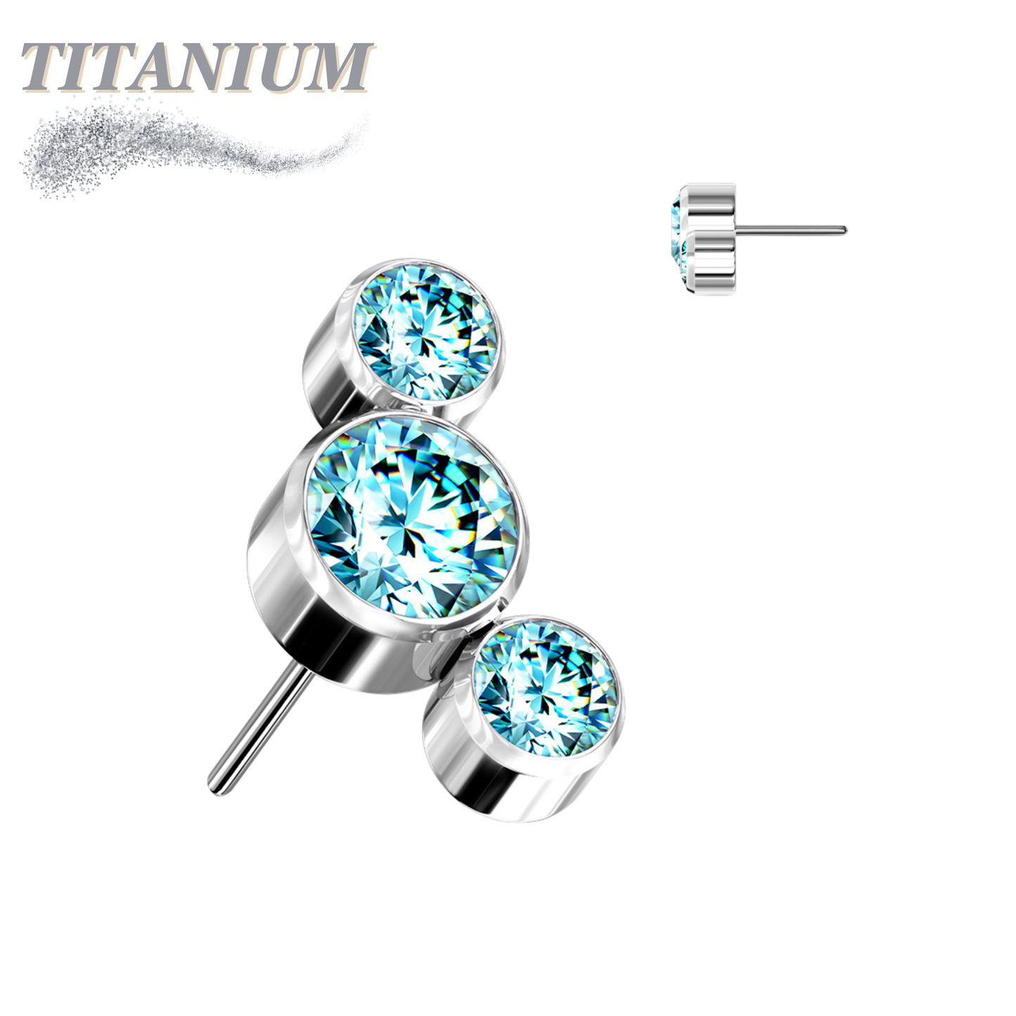 Titanium Threadless 3 Curve Bezel Set Top Only