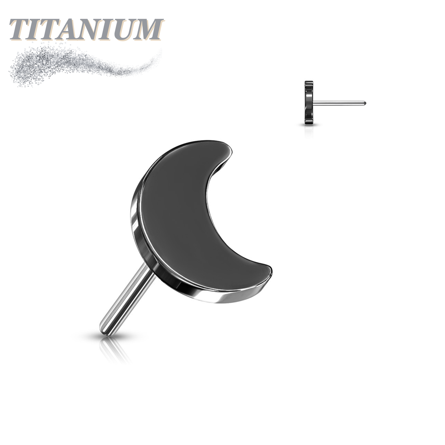 Titanium Threadless 4mm Moon Top Only