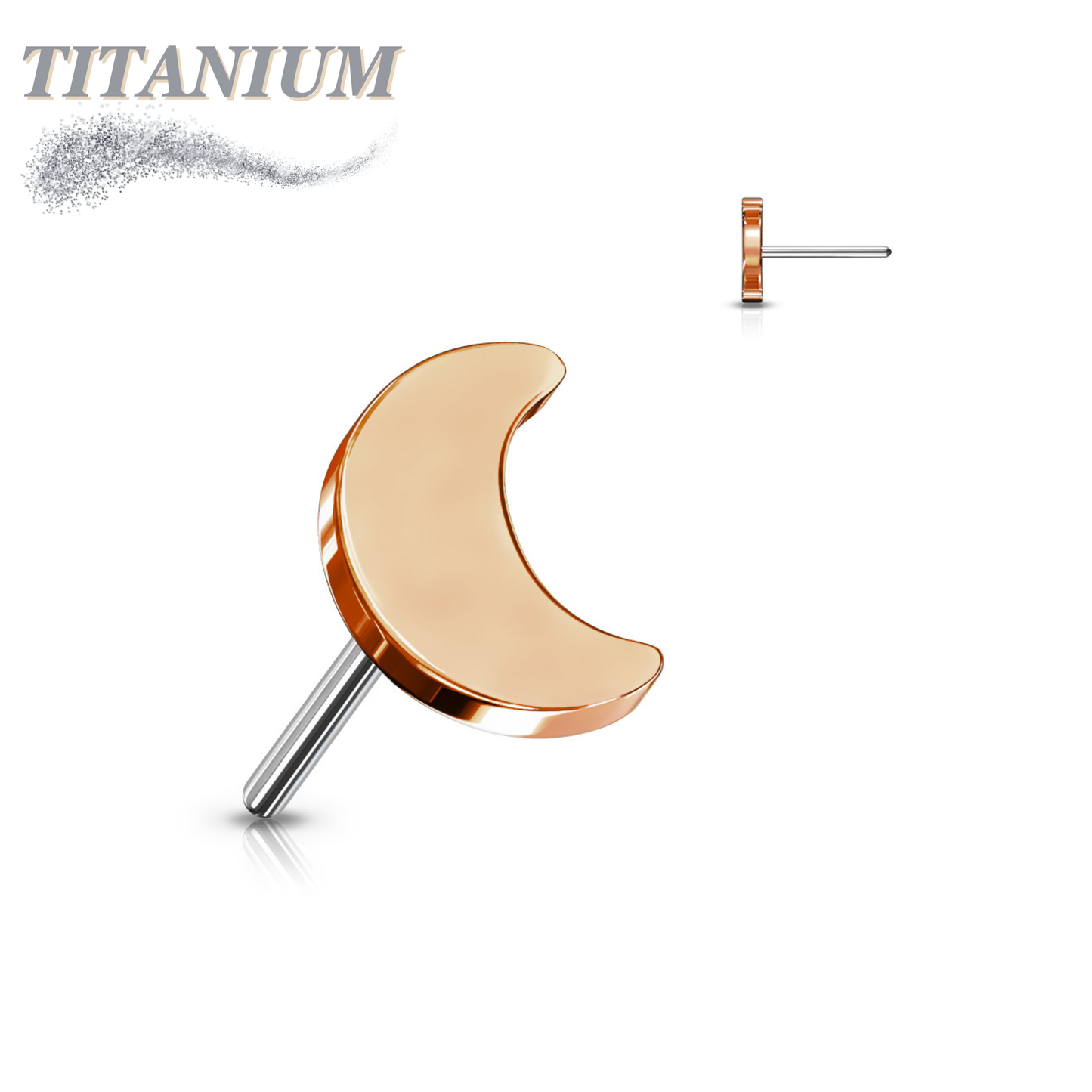 Titanium Threadless 4mm Moon Top Only