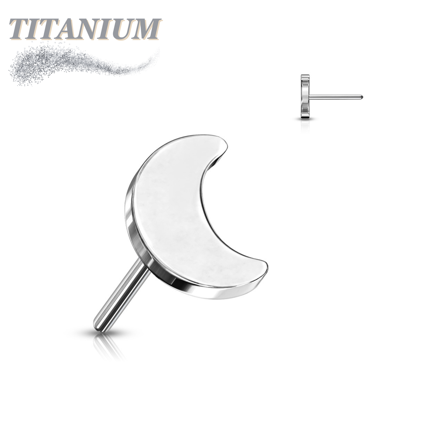 Titanium Threadless 4mm Moon Top Only