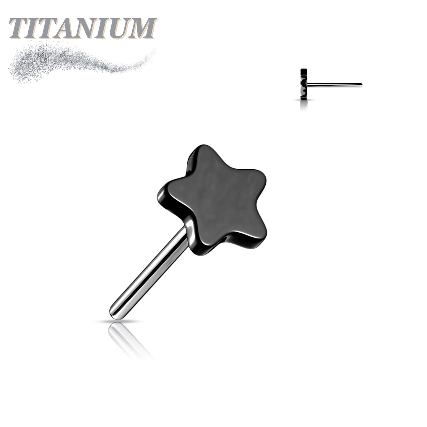 Titanium Threadless 4mm Star Top Only