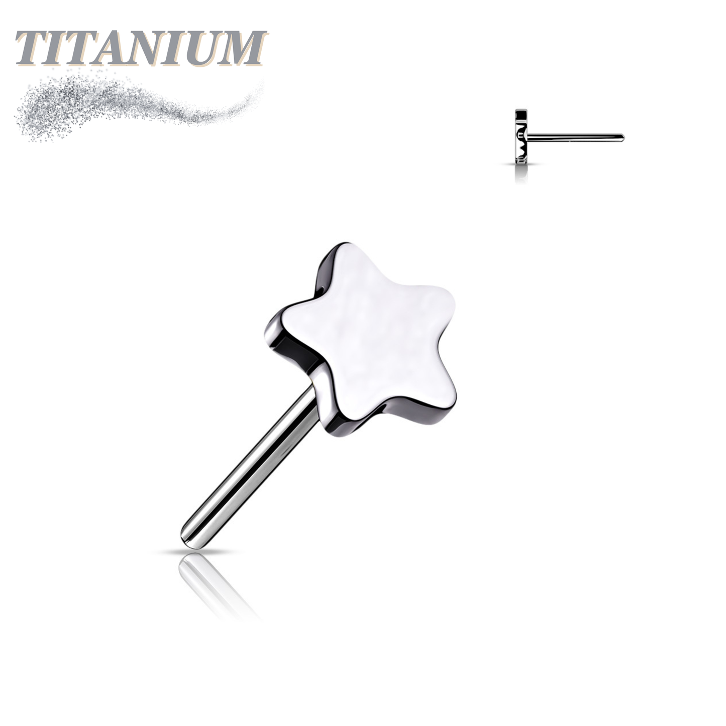 Titanium Threadless 4mm Star Top Only