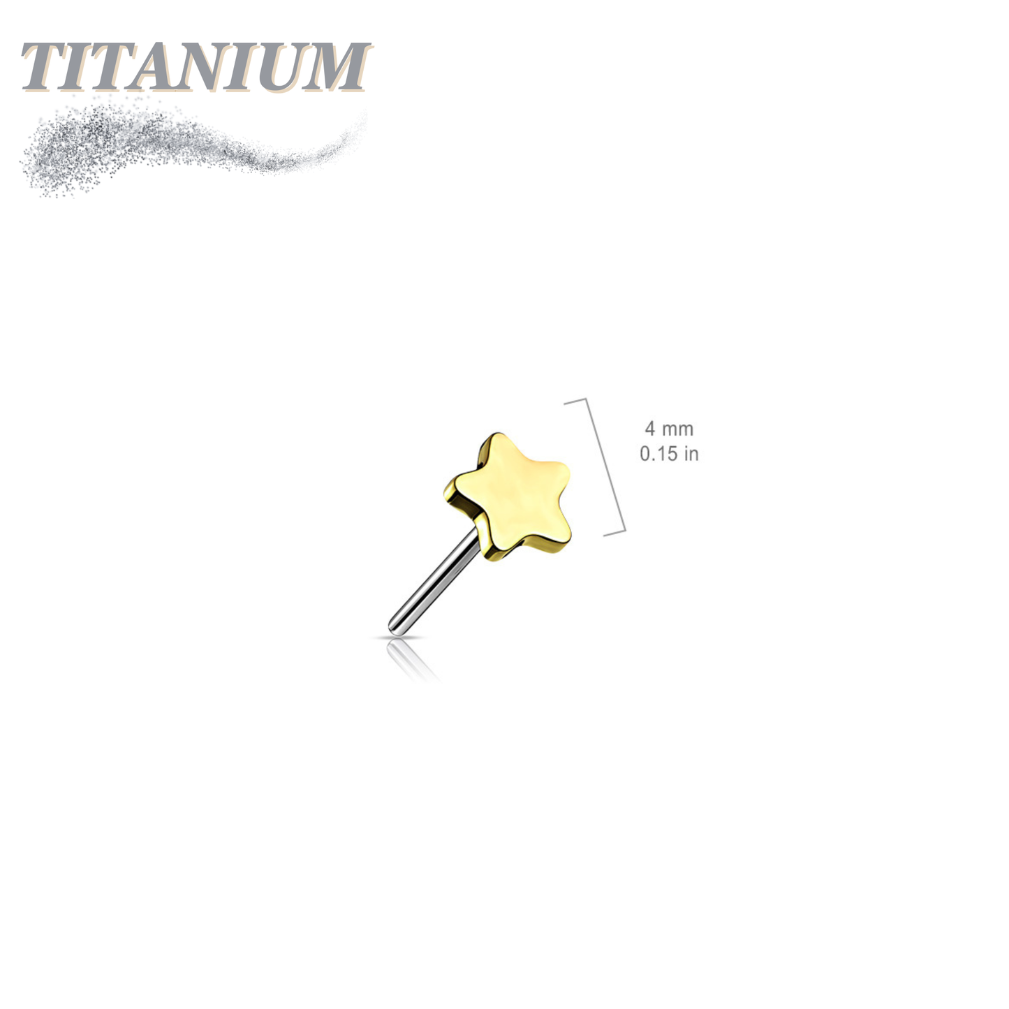 Titanium Threadless 4mm Star Top Only