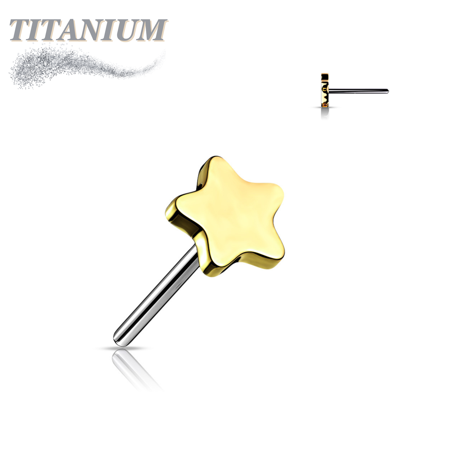 Titanium Threadless 4mm Star Top Only